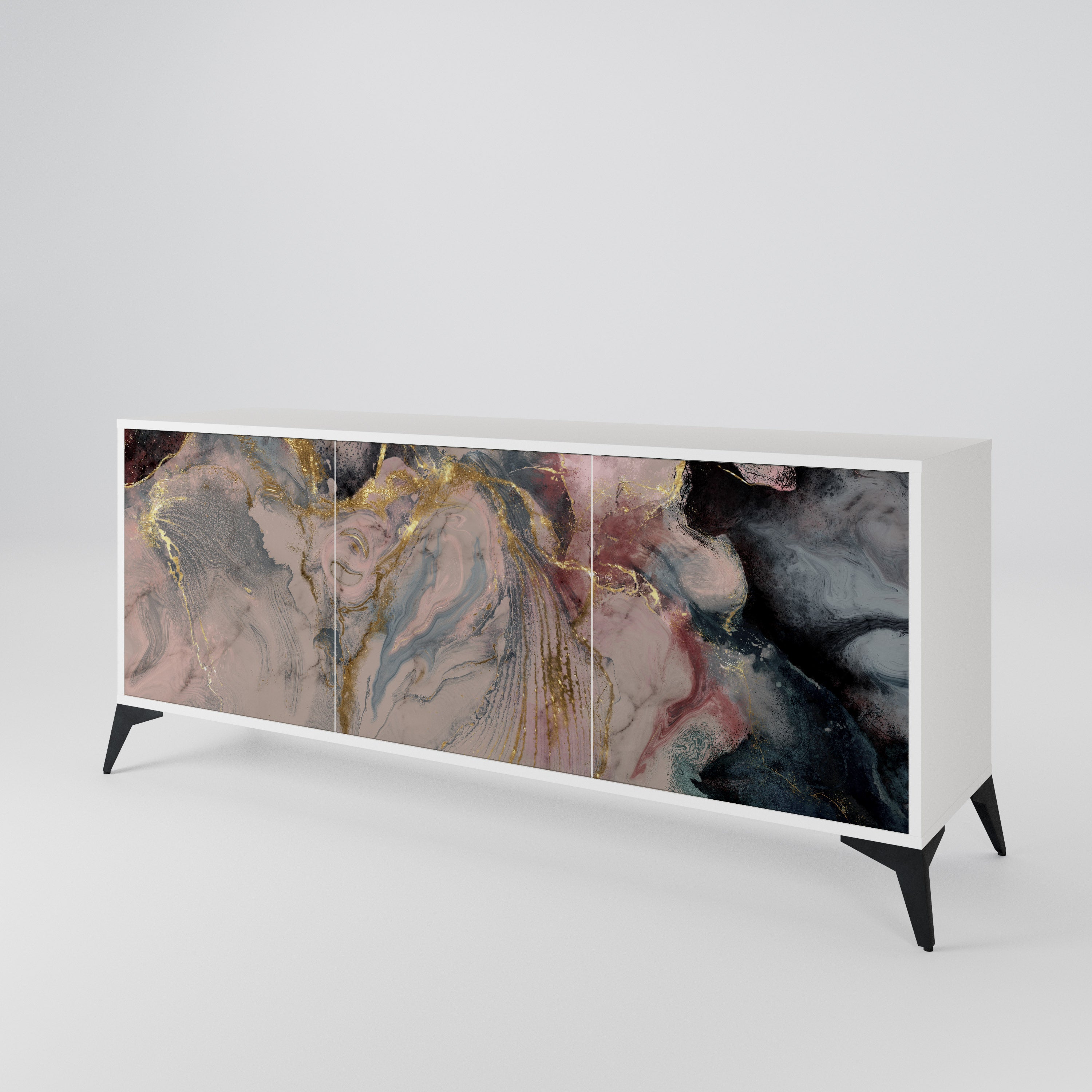 GILDED SWIRLS Komoda 3-drzwiowa korpus Biały