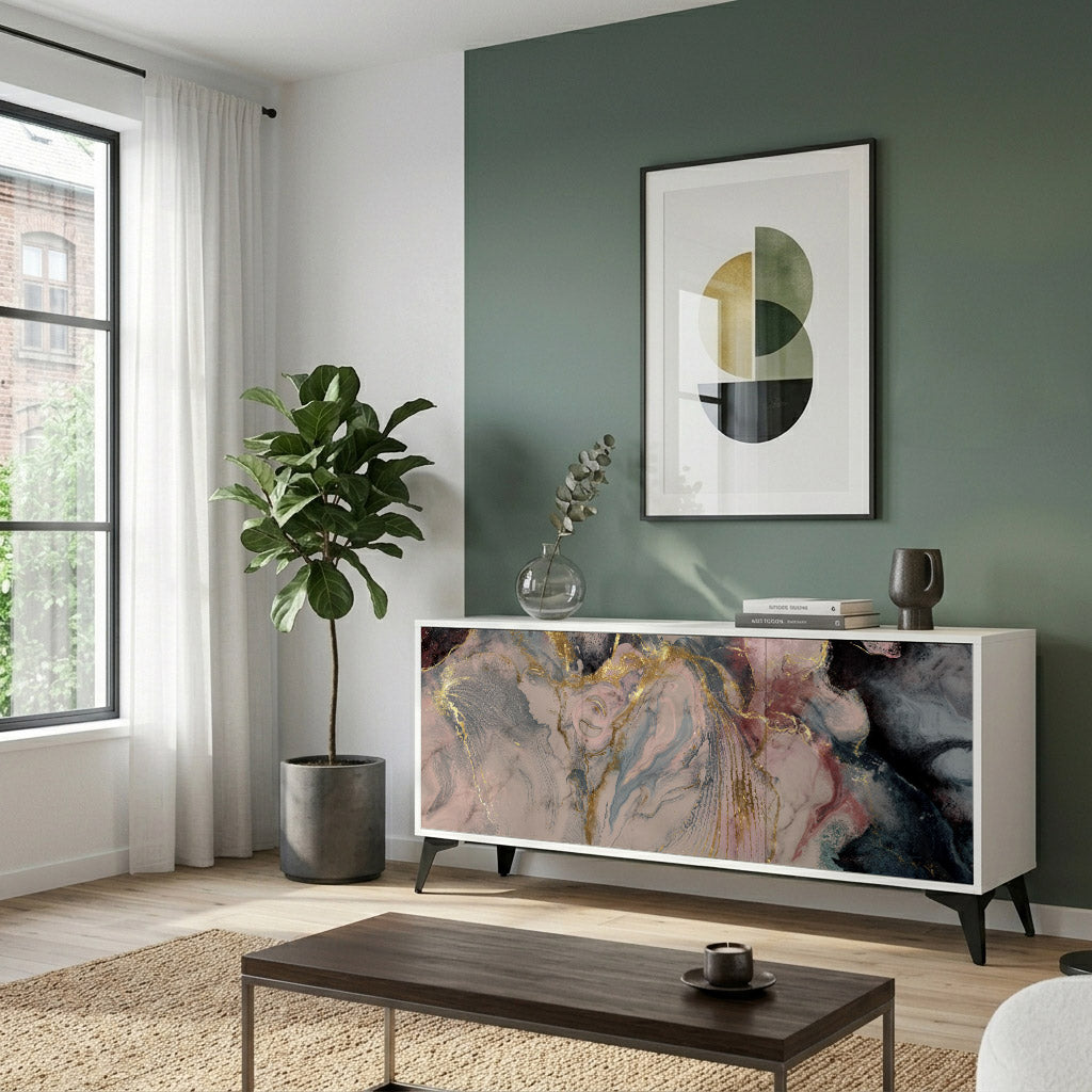 GILDED SWIRLS Komoda 3-drzwiowa korpus Biały