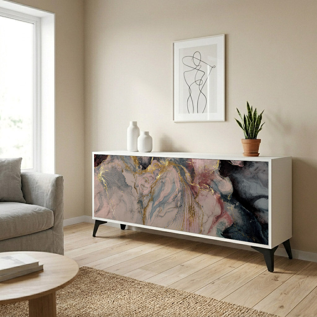 GILDED SWIRLS Komoda 3-drzwiowa korpus Biały