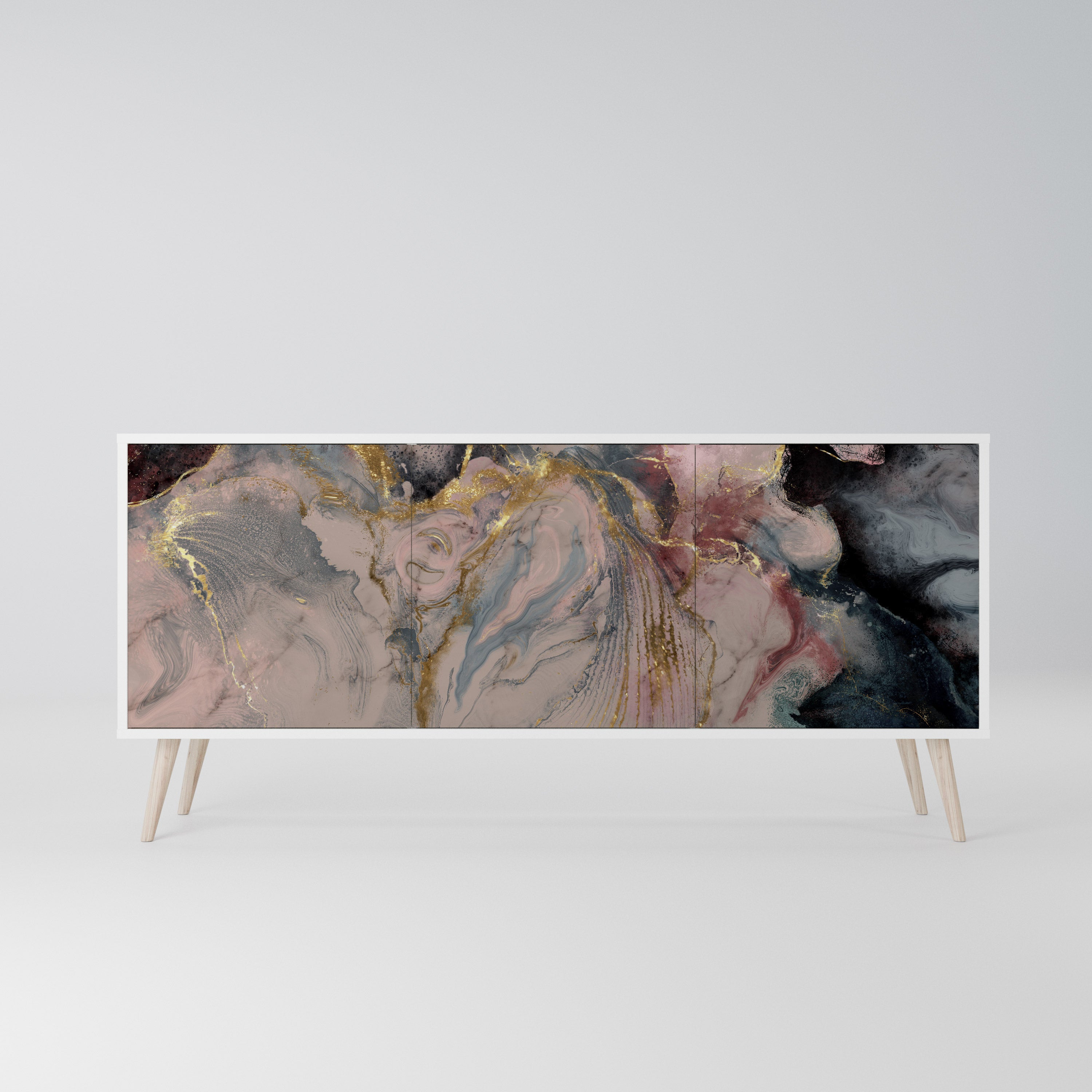 GILDED SWIRLS Komoda 3-drzwiowa korpus Biały