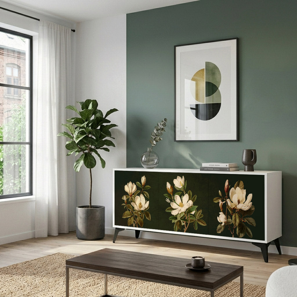 FLORAL NOIR Komoda 3-drzwiowa korpus Biały