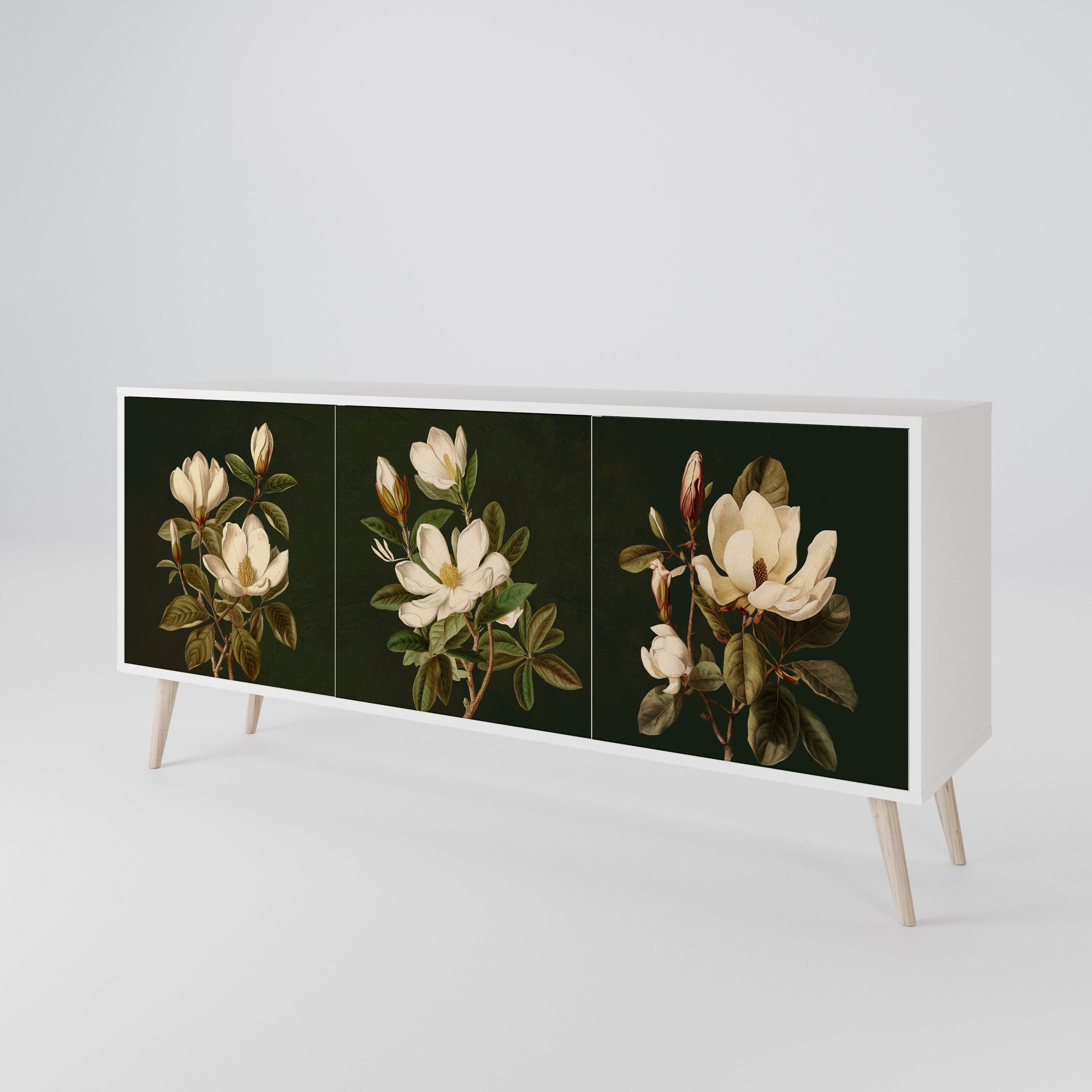 FLORAL NOIR Komoda 3-drzwiowa korpus Biały