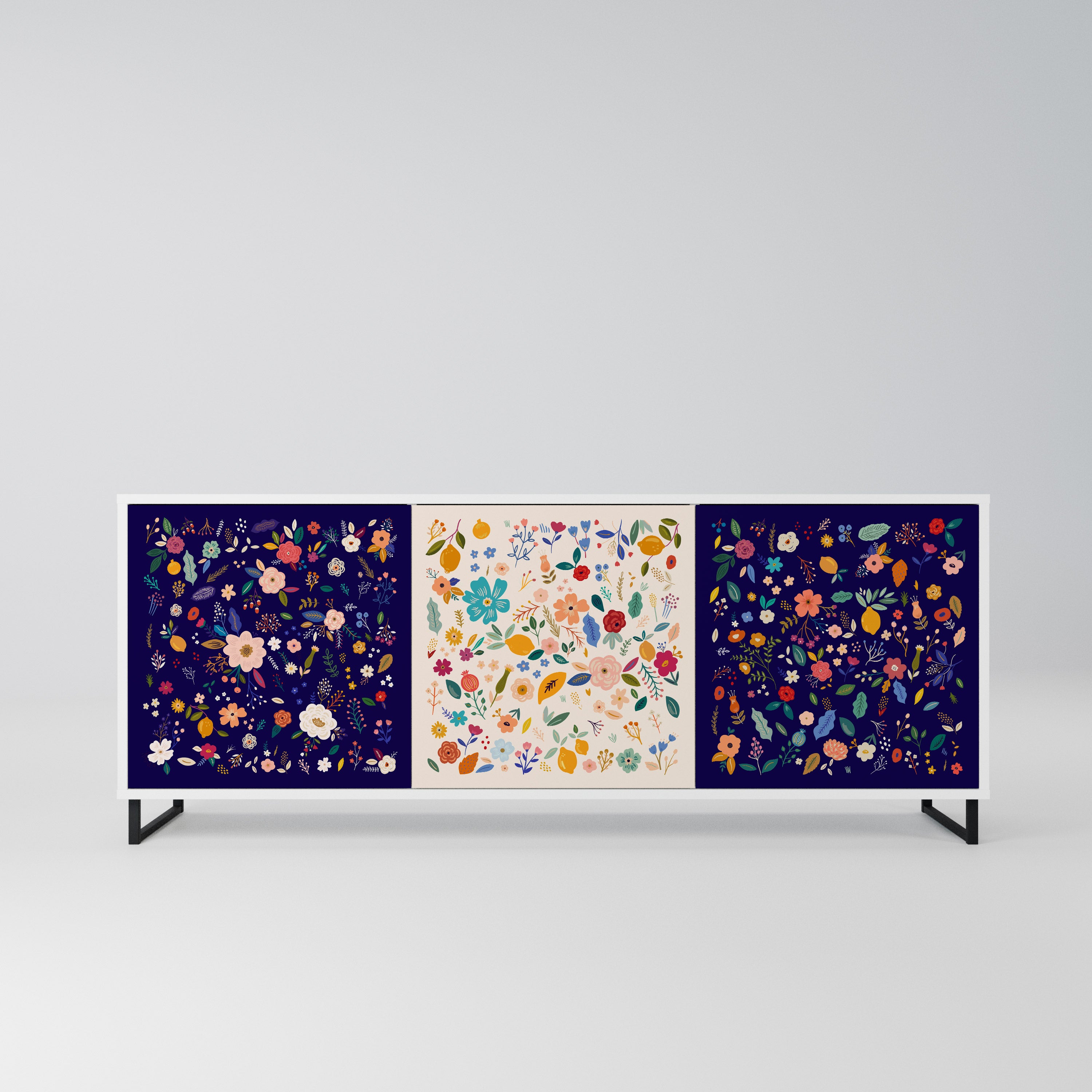 FLORAL COMBINATION Komoda 3-drzwiowa korpus Biały