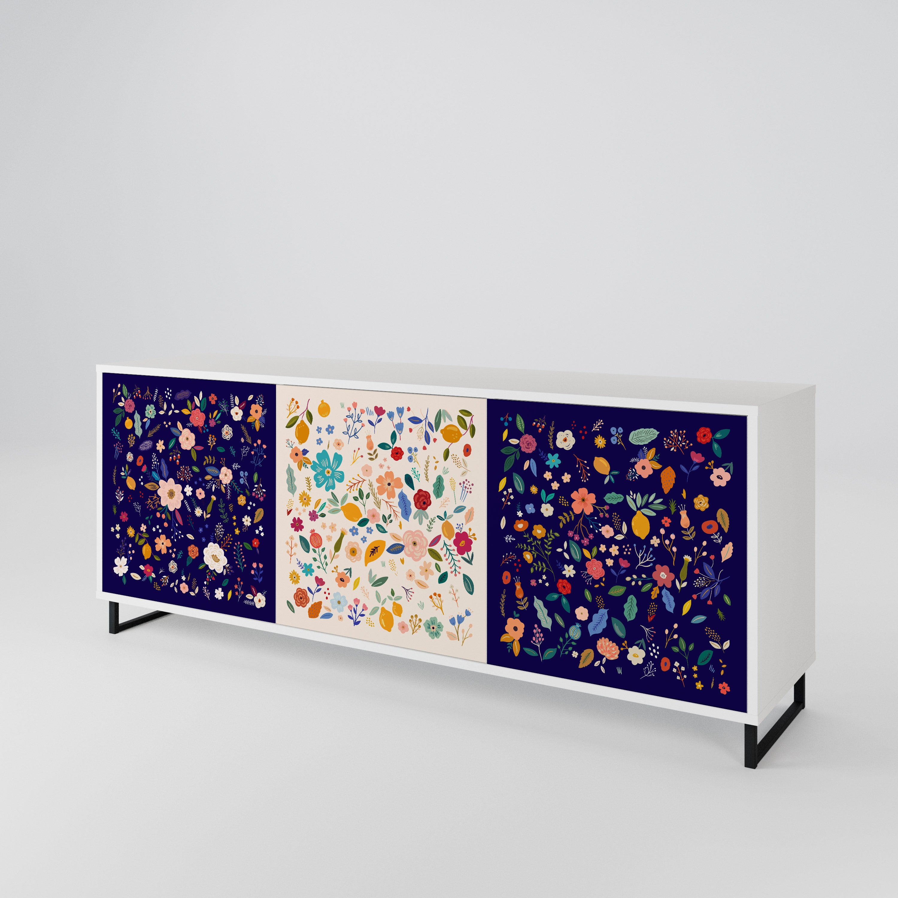 FLORAL COMBINATION Komoda 3-drzwiowa korpus Biały