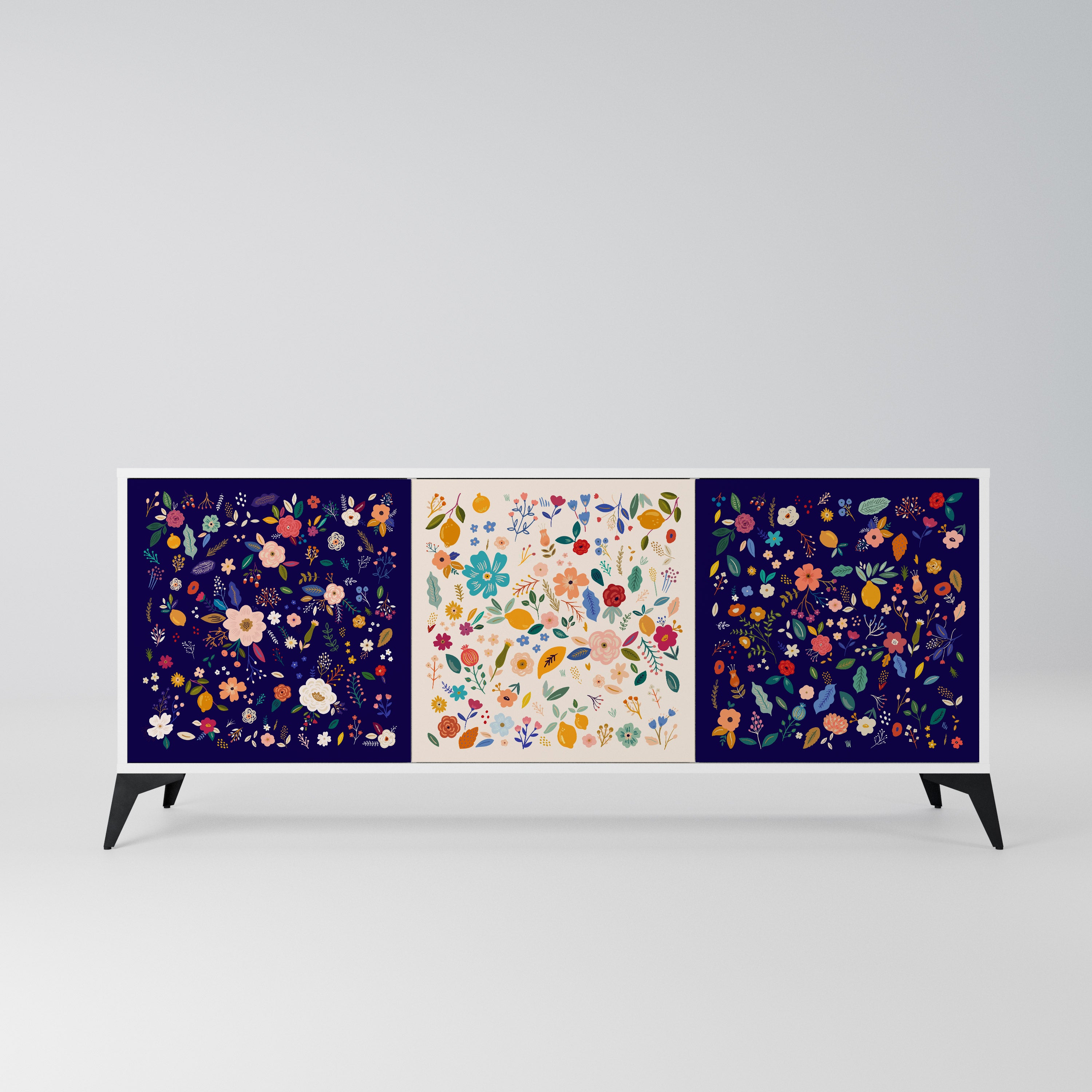 FLORAL COMBINATION Komoda 3-drzwiowa korpus Biały