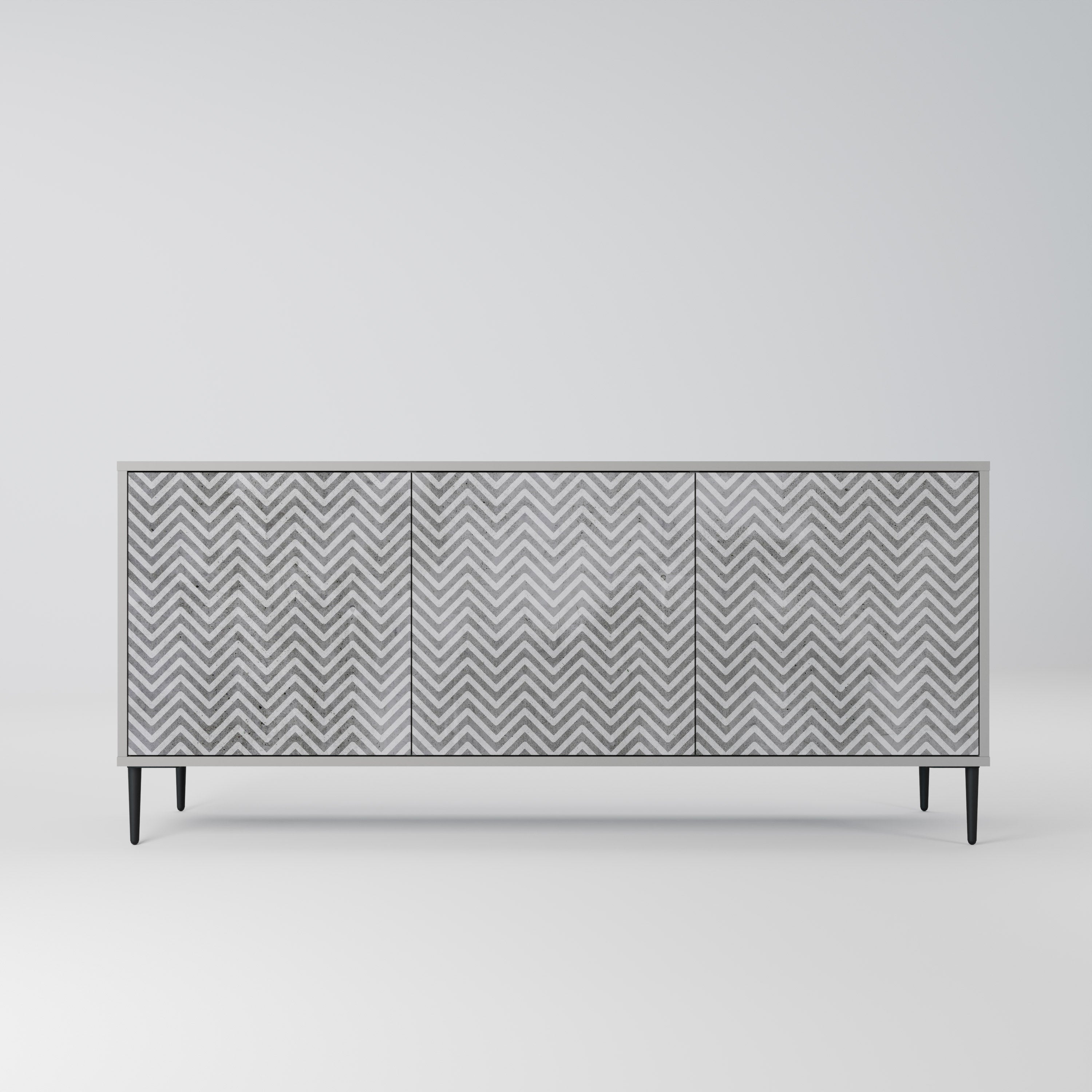 CONCRETE ZIG ZAG Komoda 3-drzwiowa korpus Szary