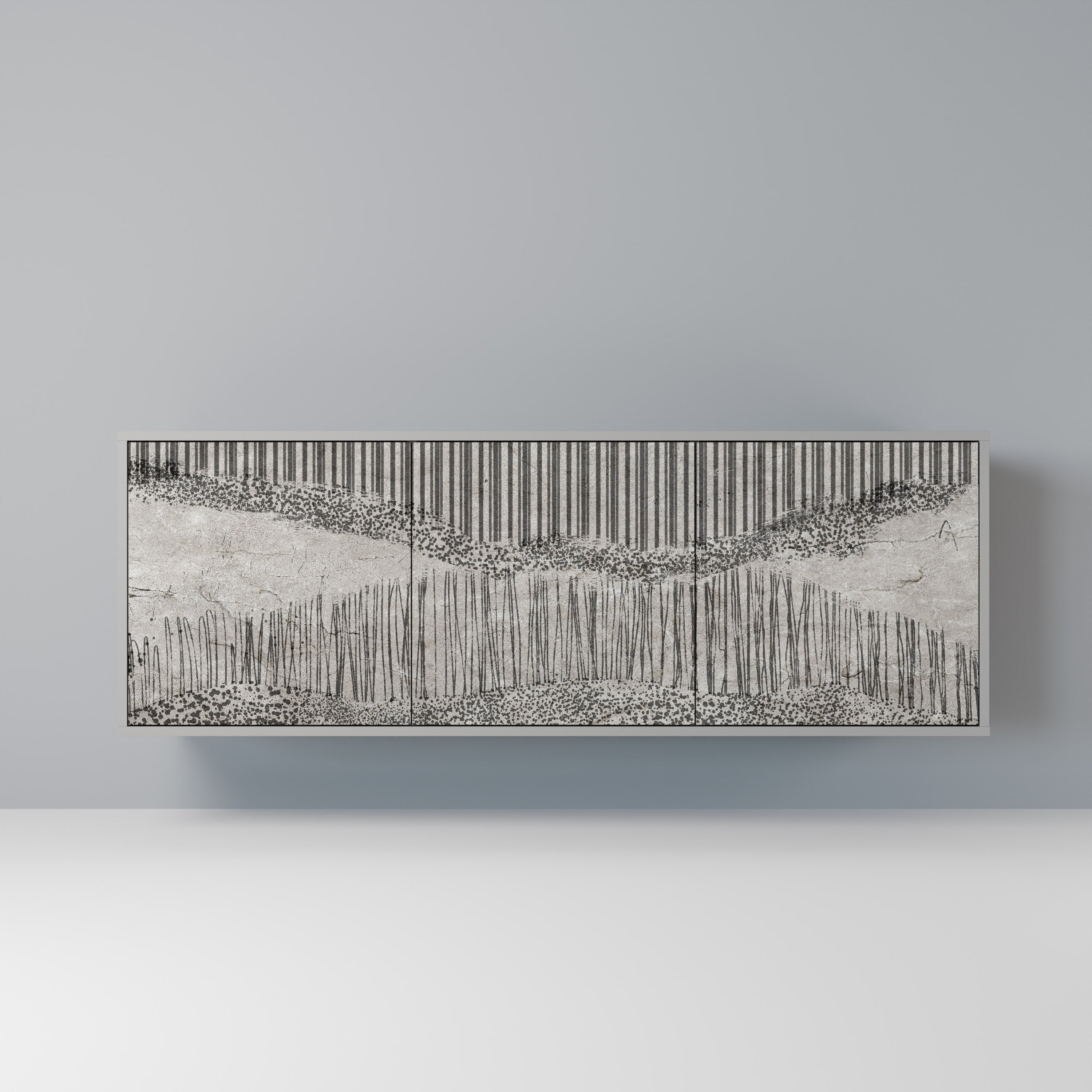 GRAIN LINES Komoda 3-drzwiowa korpus Szary