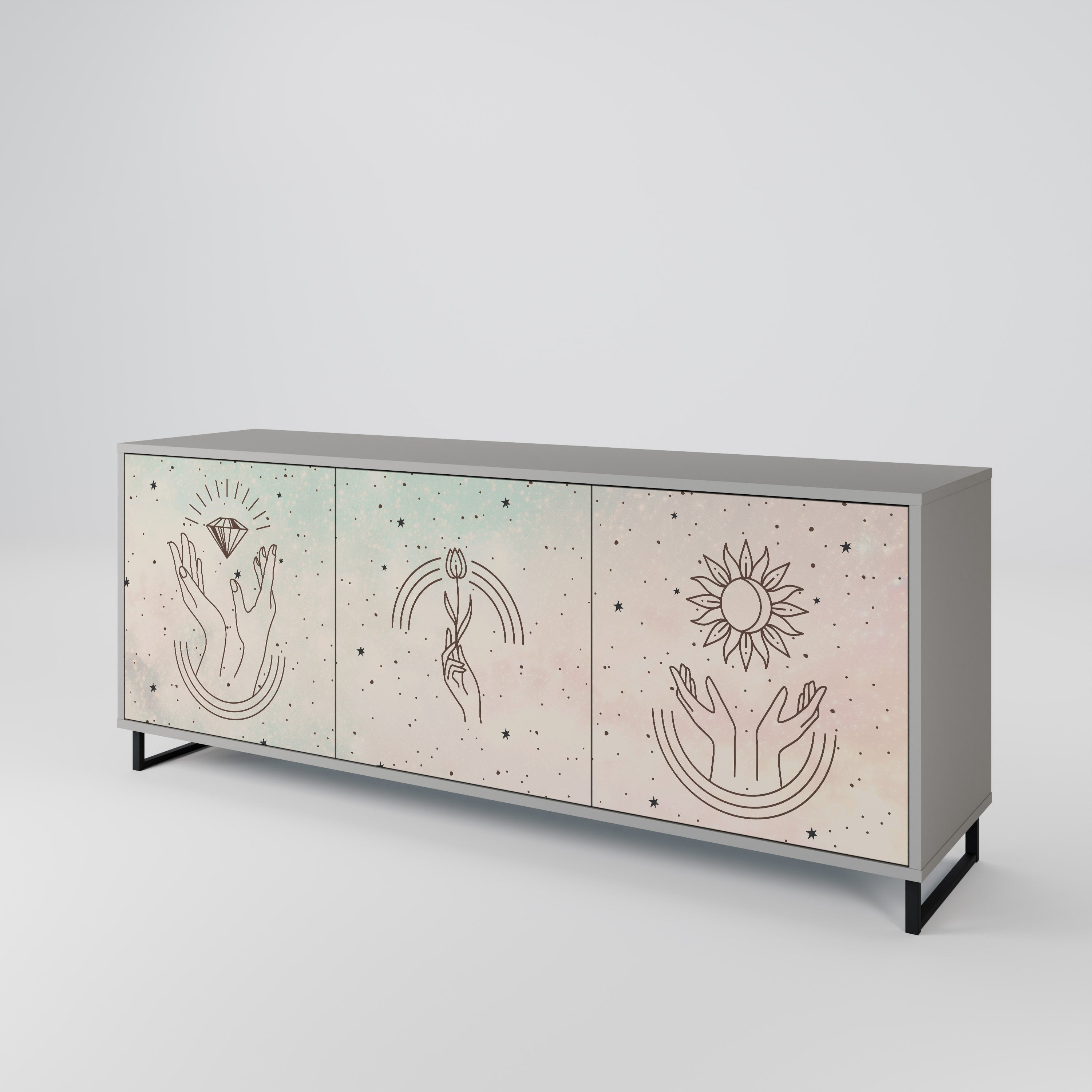 DELICATE BEAUTY Komoda 3-drzwiowa korpus Szary