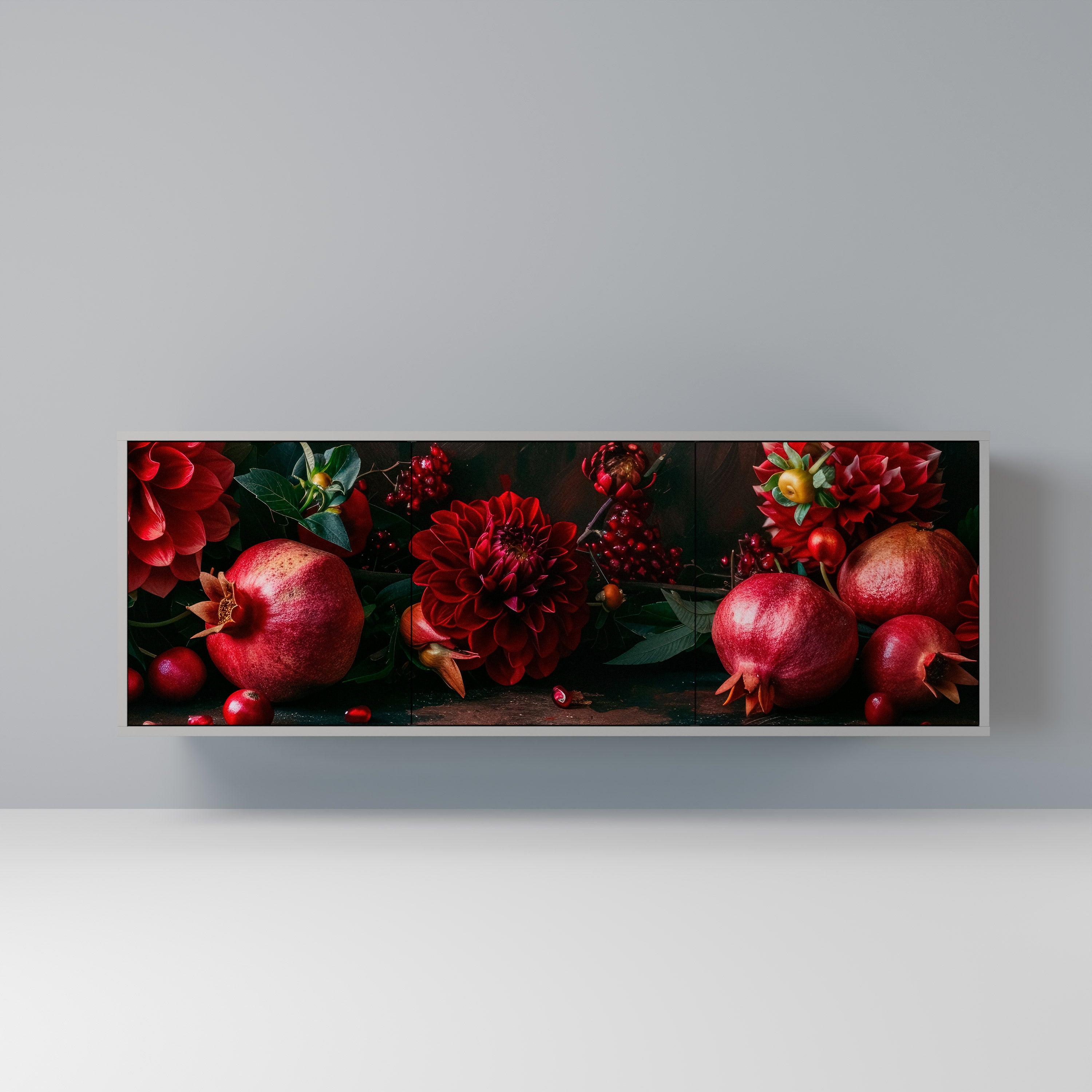 DAHLIAS AND POMEGRANATES Komoda 3-drzwiowa korpus Szary