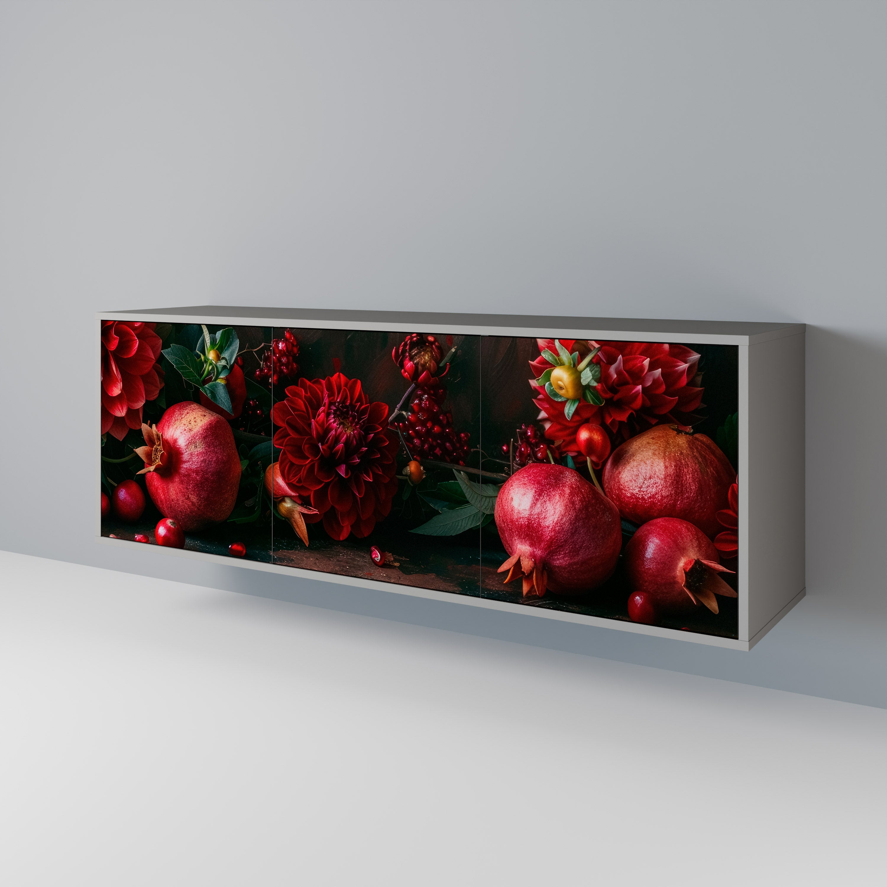 DAHLIAS AND POMEGRANATES Komoda 3-drzwiowa korpus Szary