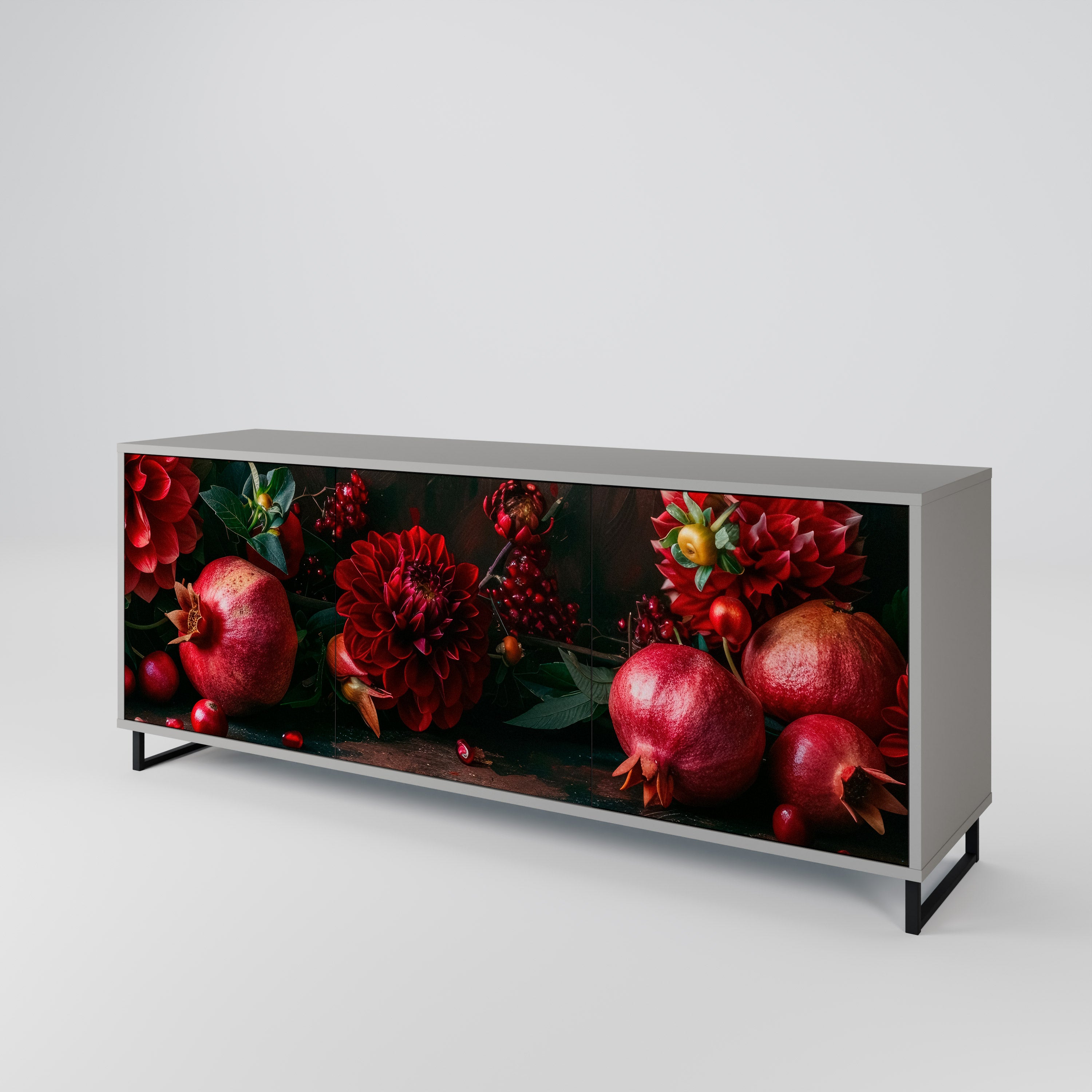 DAHLIAS AND POMEGRANATES Komoda 3-drzwiowa korpus Szary
