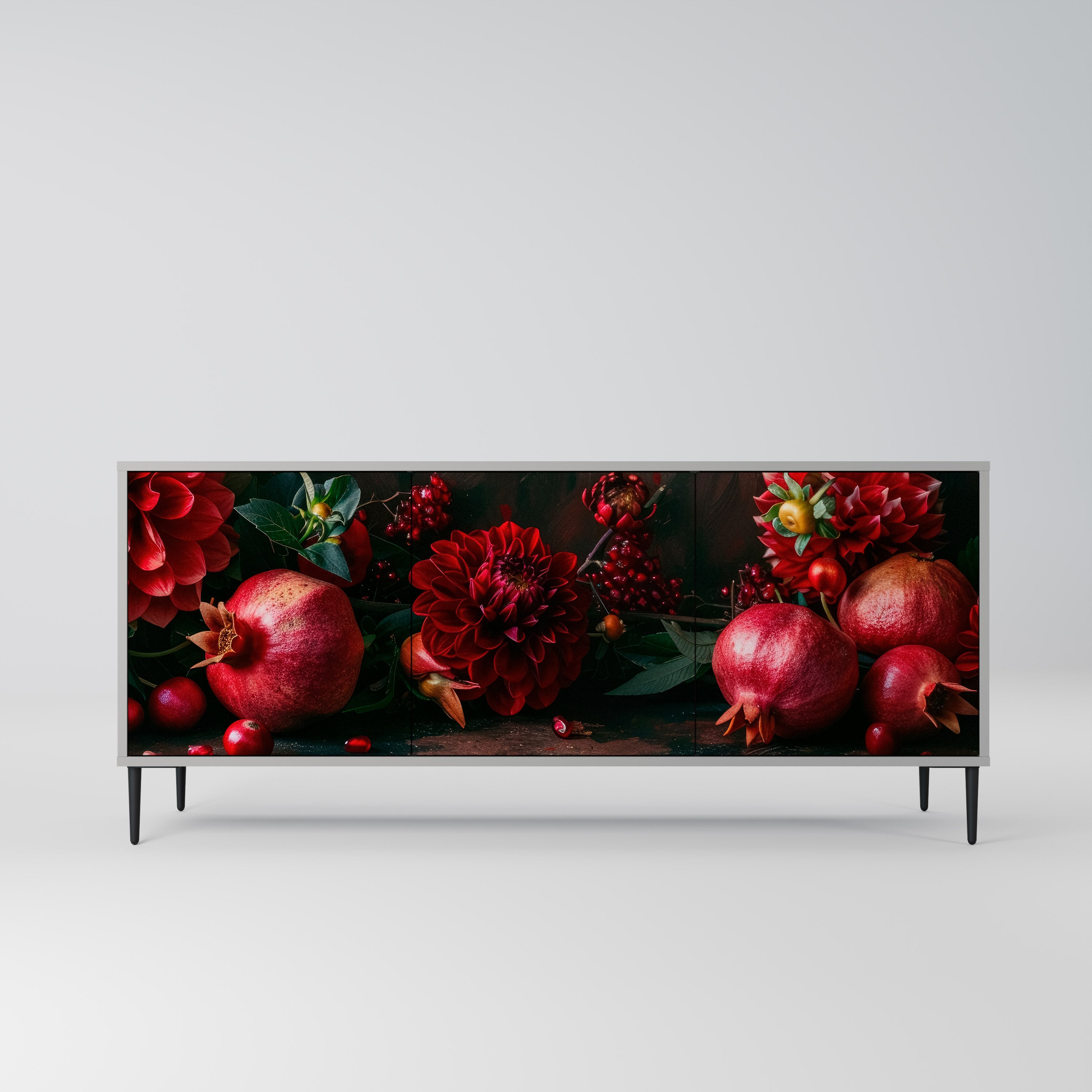 DAHLIAS AND POMEGRANATES Komoda 3-drzwiowa korpus Szary