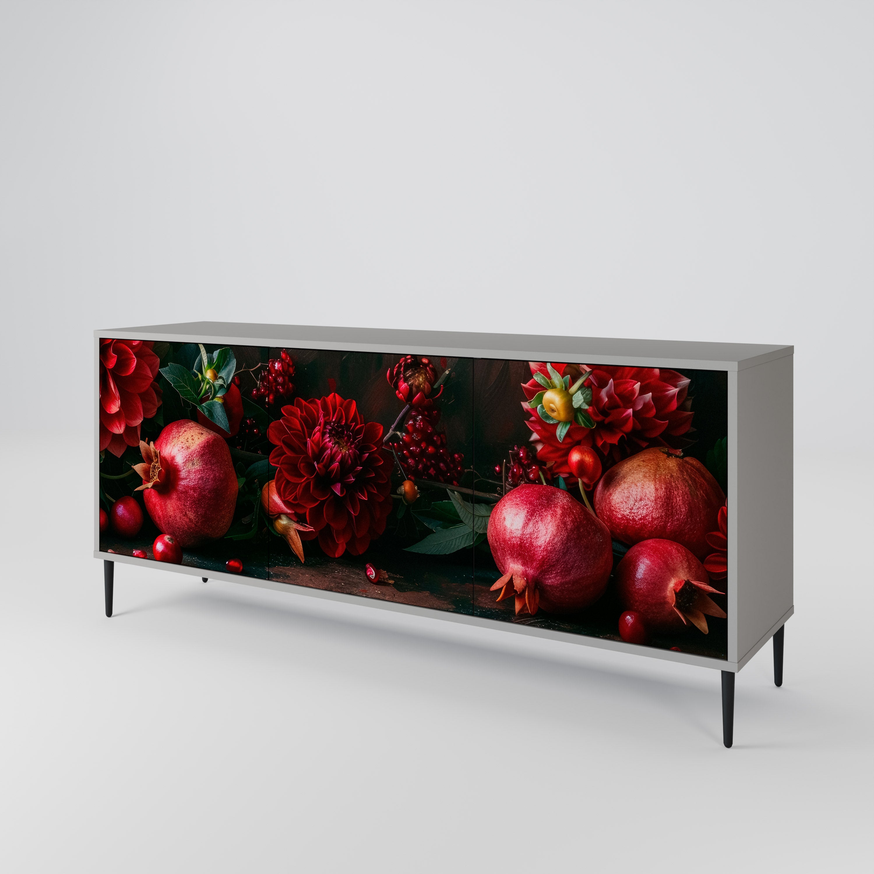DAHLIAS AND POMEGRANATES Komoda 3-drzwiowa korpus Szary