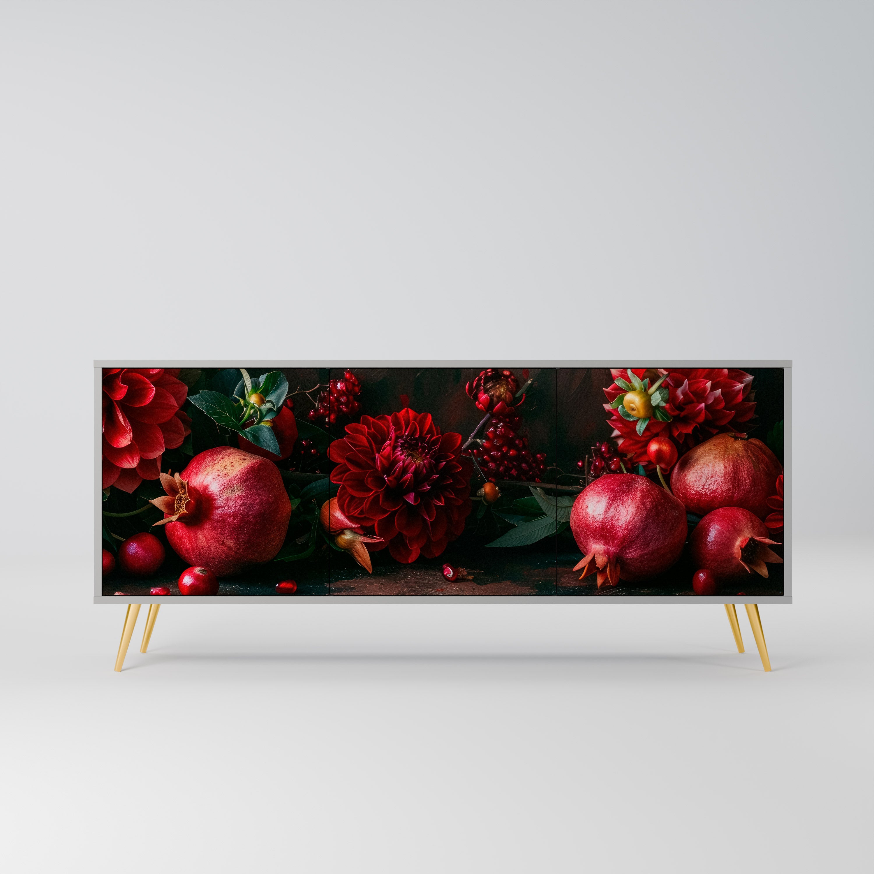DAHLIAS AND POMEGRANATES Komoda 3-drzwiowa korpus Szary
