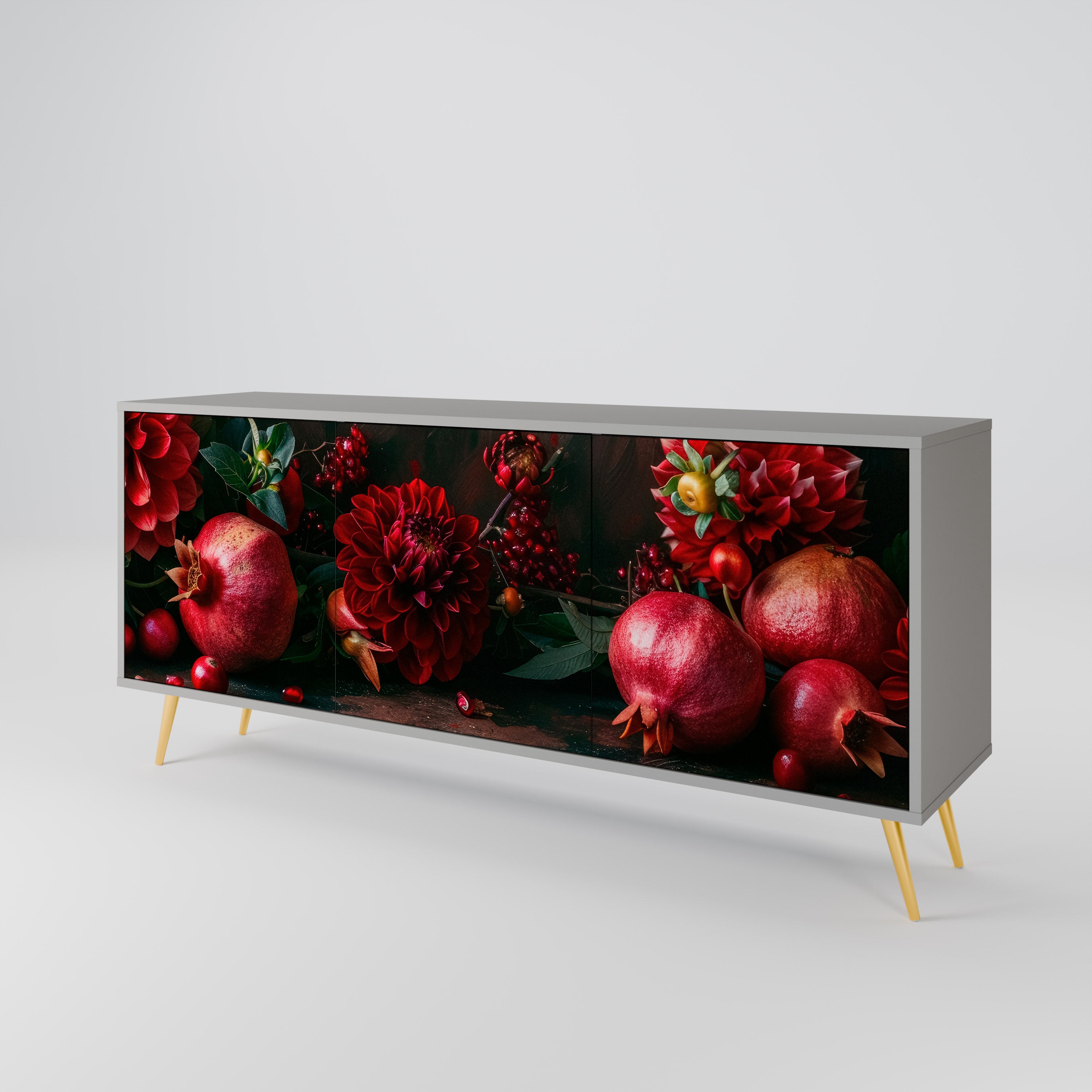 DAHLIAS AND POMEGRANATES Komoda 3-drzwiowa korpus Szary