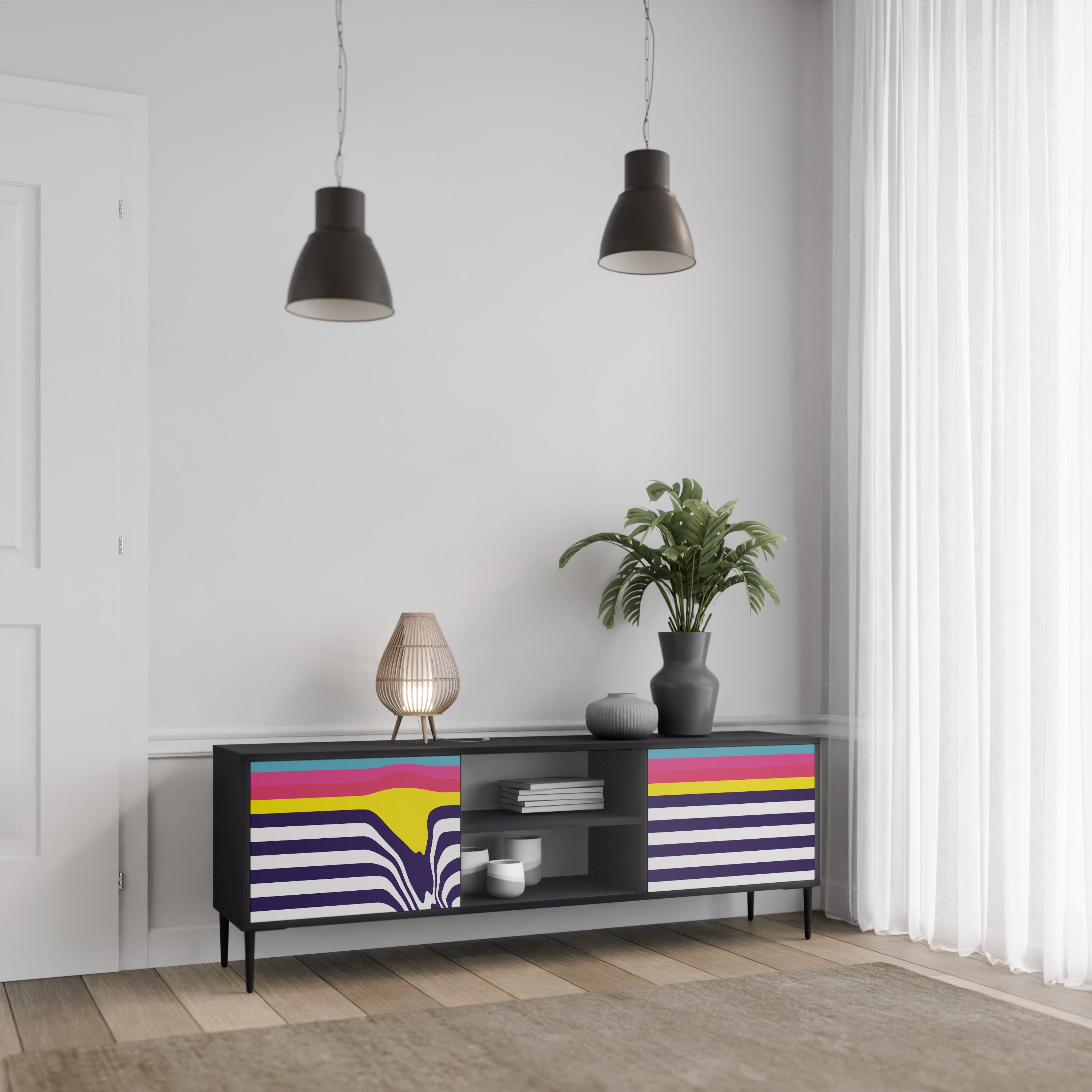 COLORFUL DIVERSION Szafka RTV 2-drzwiowa korpus Czarny