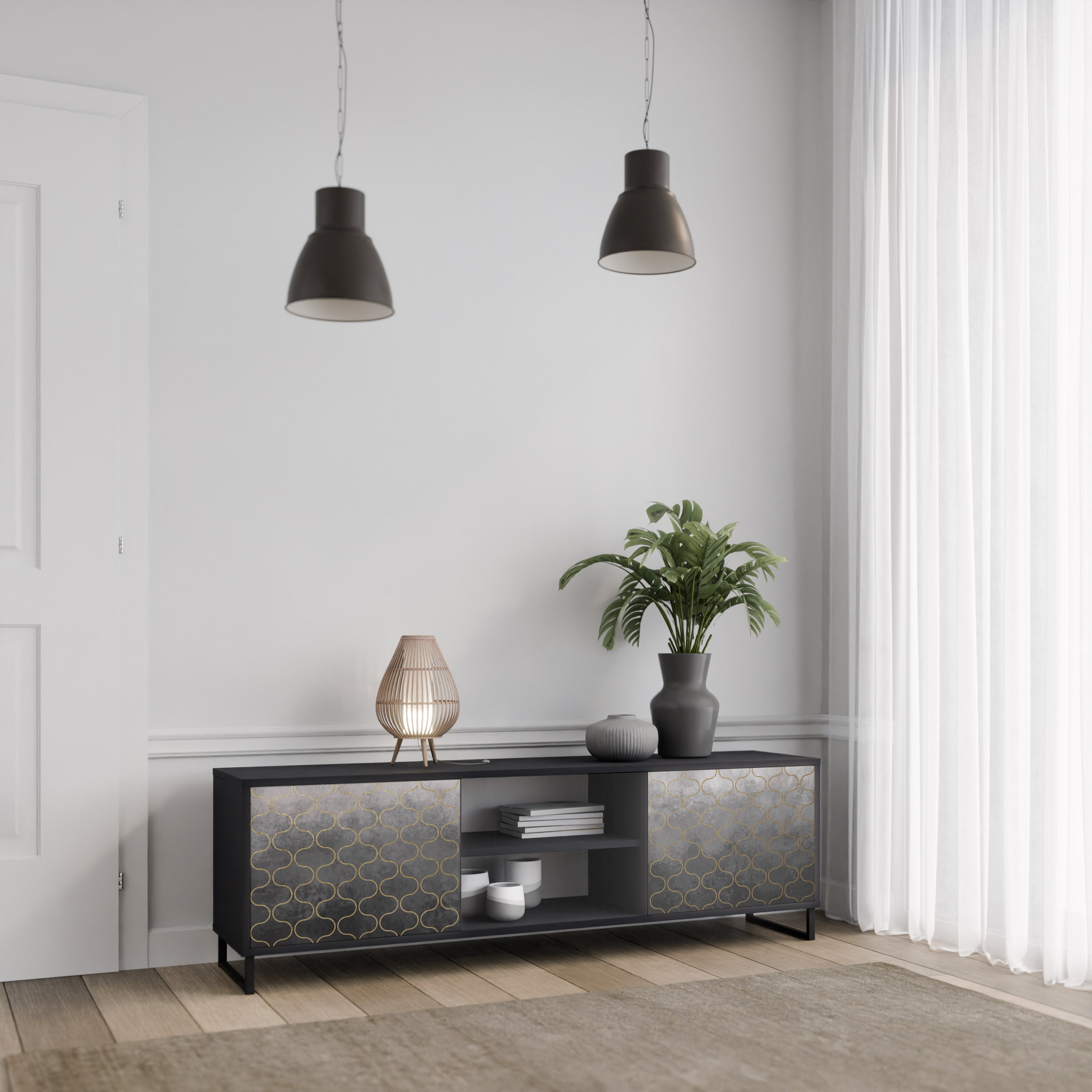 TESSELATED GRAYISH Szafka RTV 2-drzwiowa korpus Czarny