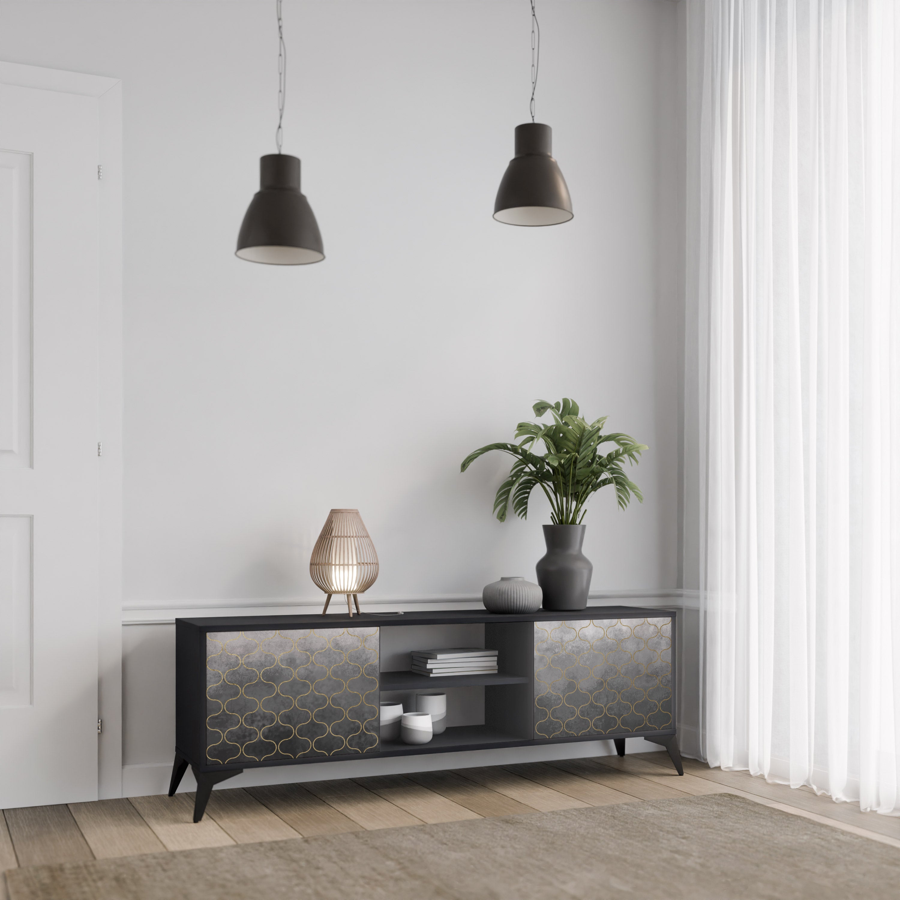 TESSELATED GRAYISH Szafka RTV 2-drzwiowa korpus Czarny