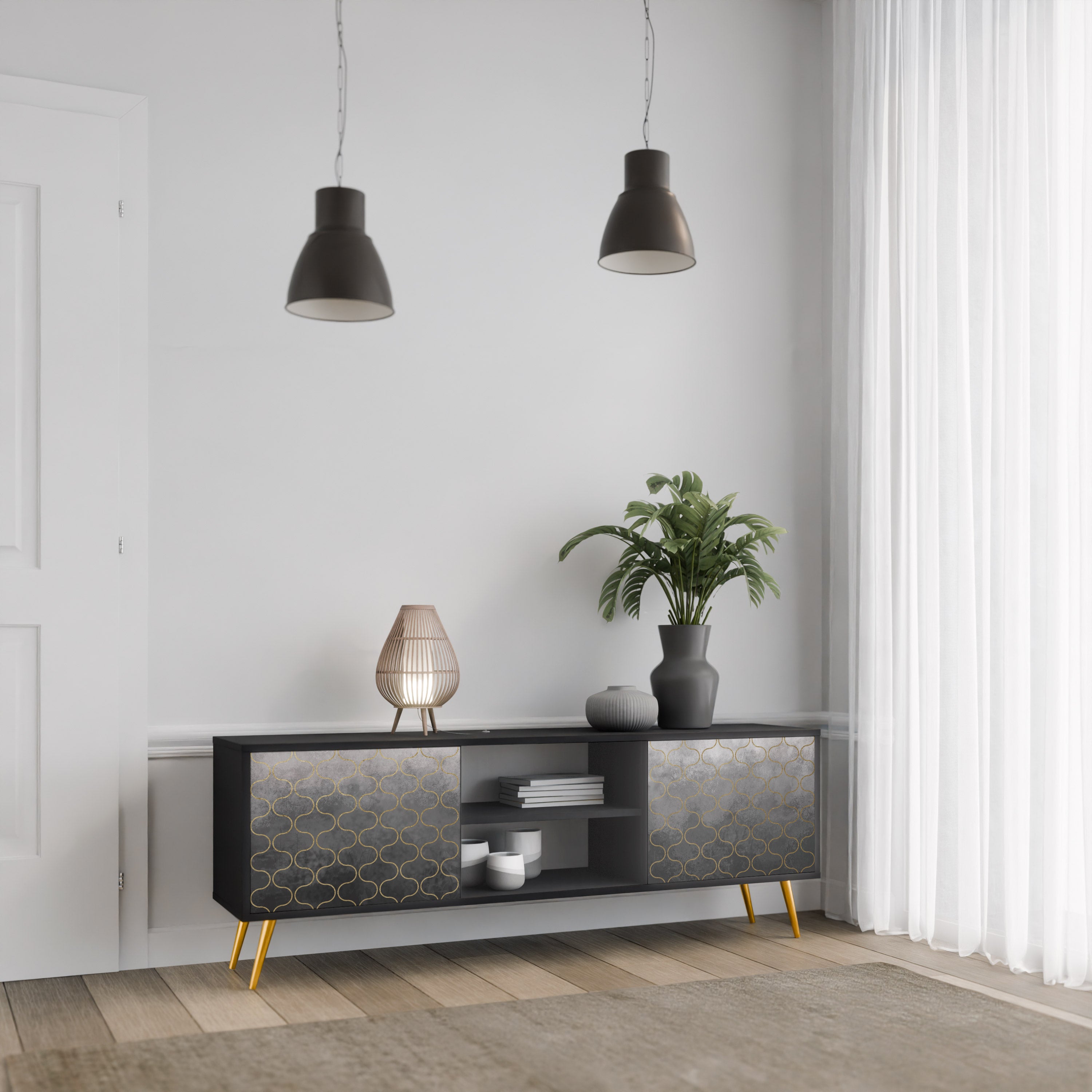 TESSELATED GRAYISH Szafka RTV 2-drzwiowa korpus Czarny