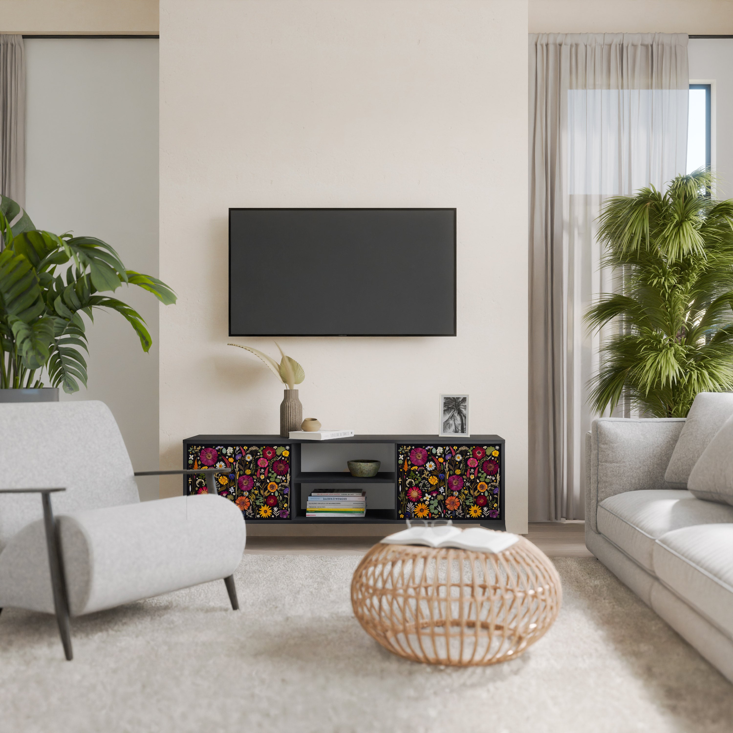 MIDNIGHT GARDEN Szafka RTV 2-drzwiowa korpus Czarny