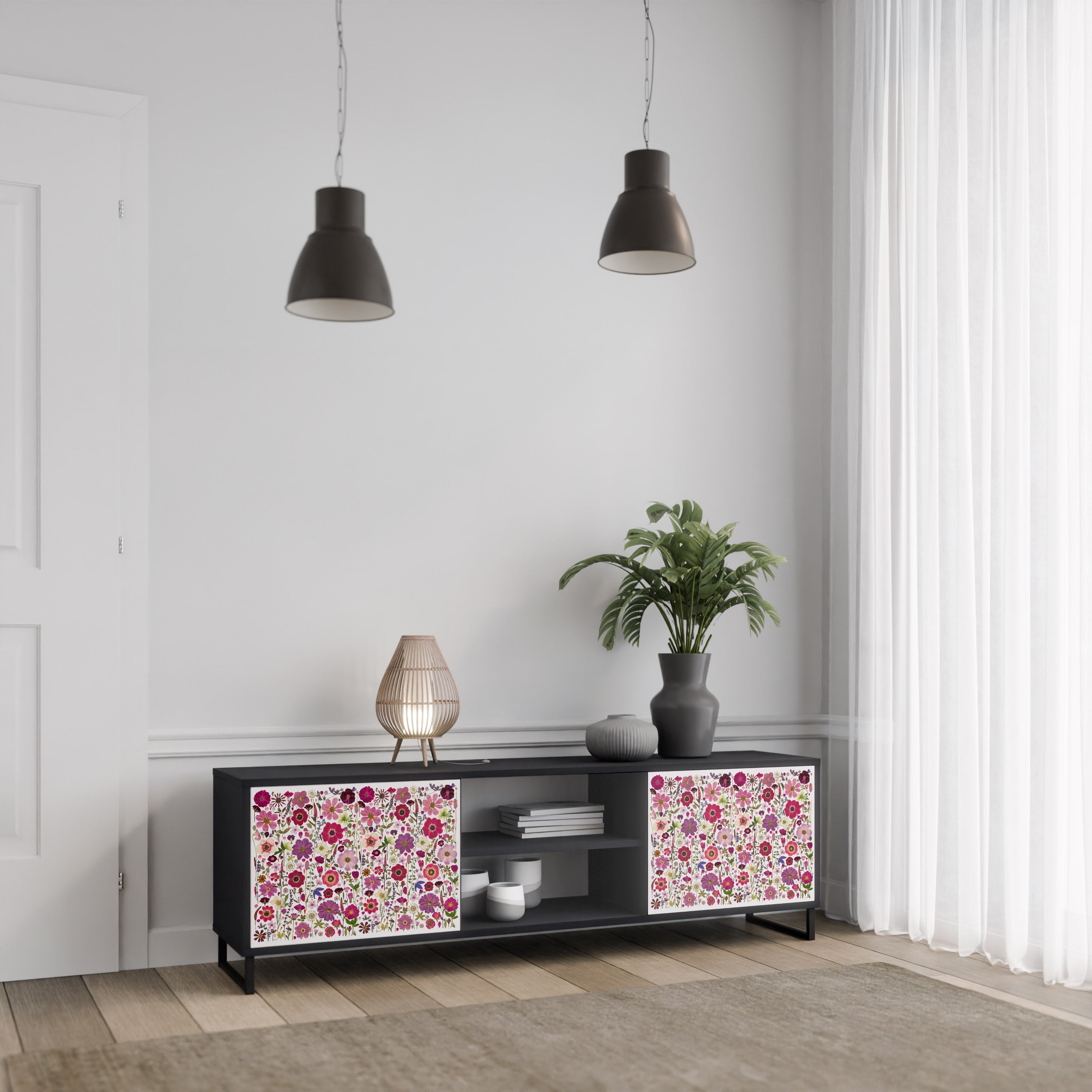 PETAL GARDEN Szafka RTV 2-drzwiowa korpus Czarny