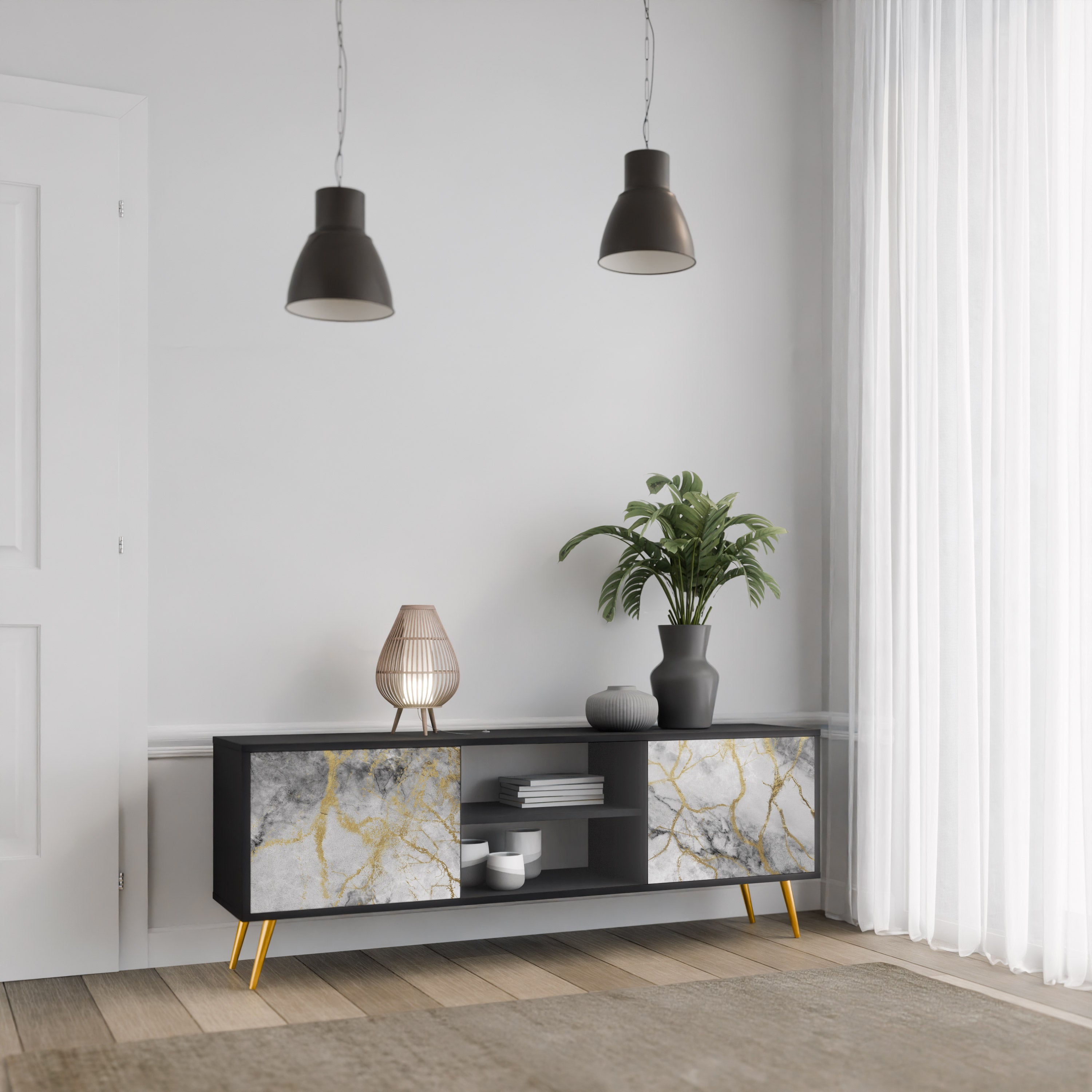 TIMELESS GLIDE Szafka RTV 2-drzwiowa korpus Czarny