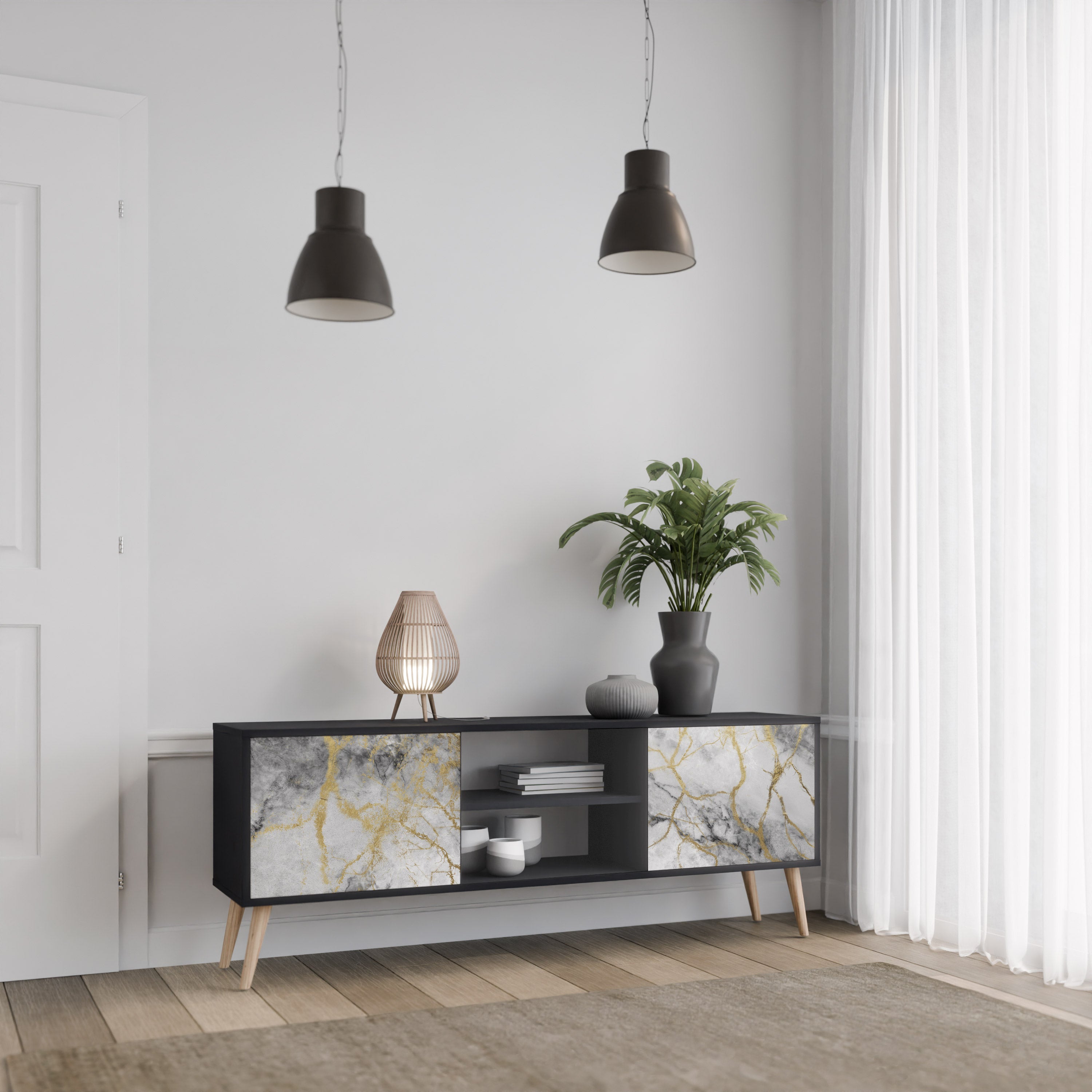 TIMELESS GLIDE Szafka RTV 2-drzwiowa korpus Czarny