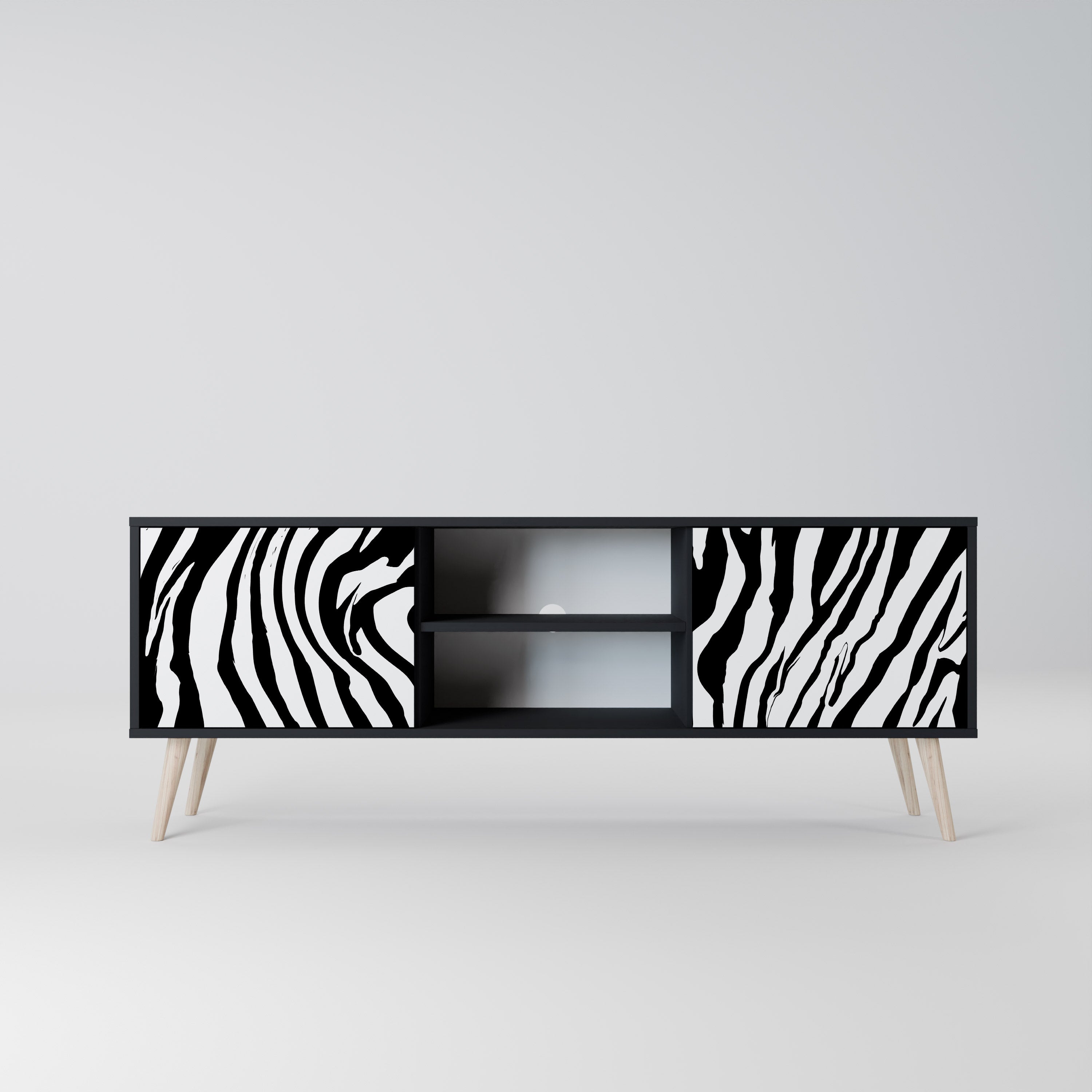 SPLENDID ZEBRA Szafka RTV 2-drzwiowa korpus Czarny