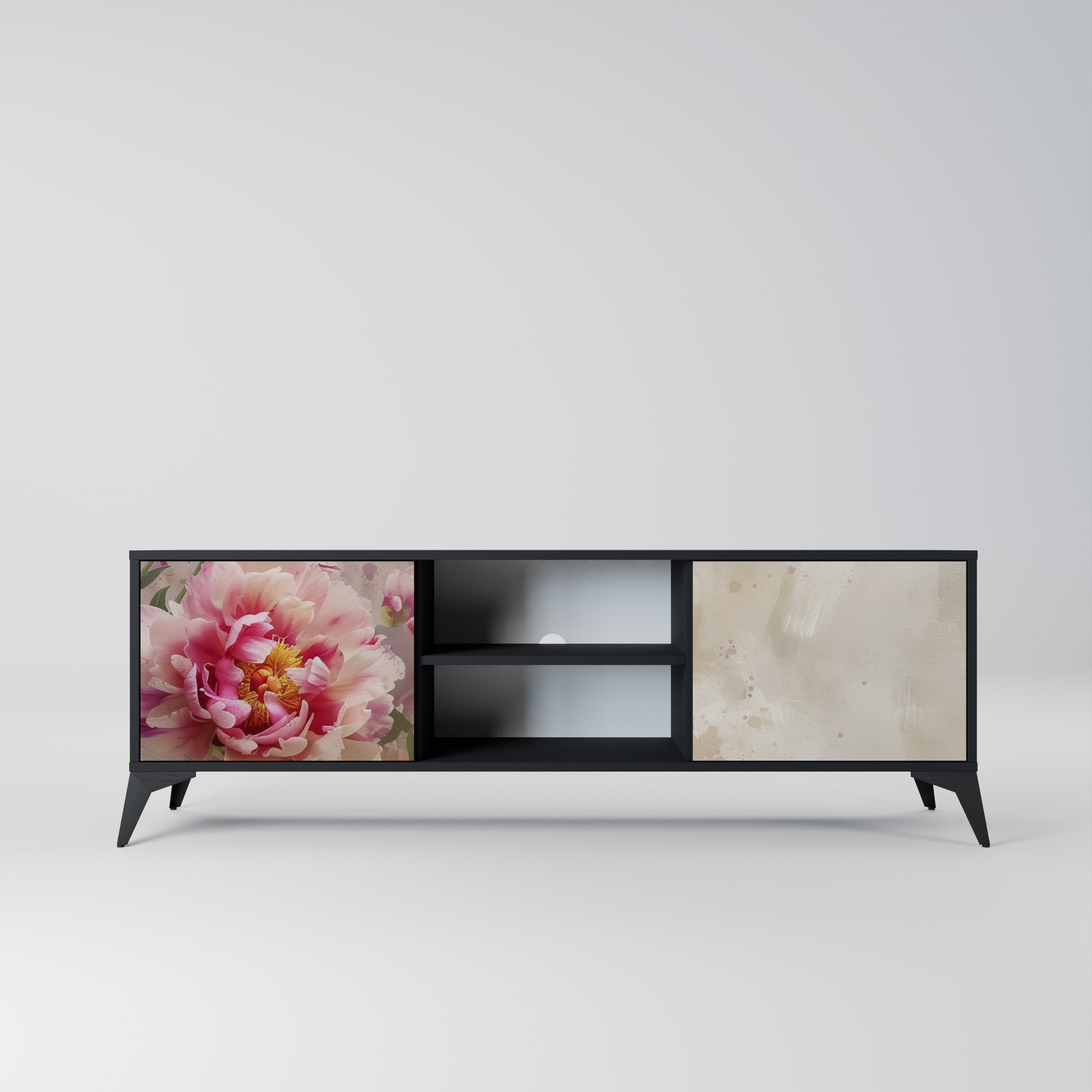 PEONY WHISPER Szafka RTV 2-drzwiowa korpus Czarny