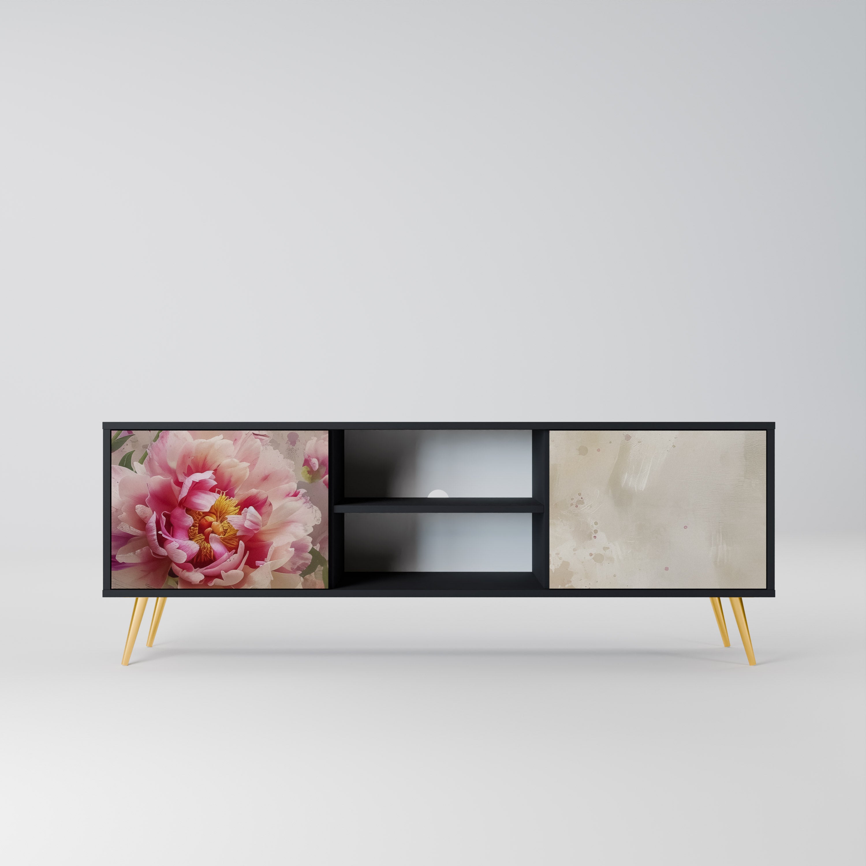 PEONY WHISPER Szafka RTV 2-drzwiowa korpus Czarny