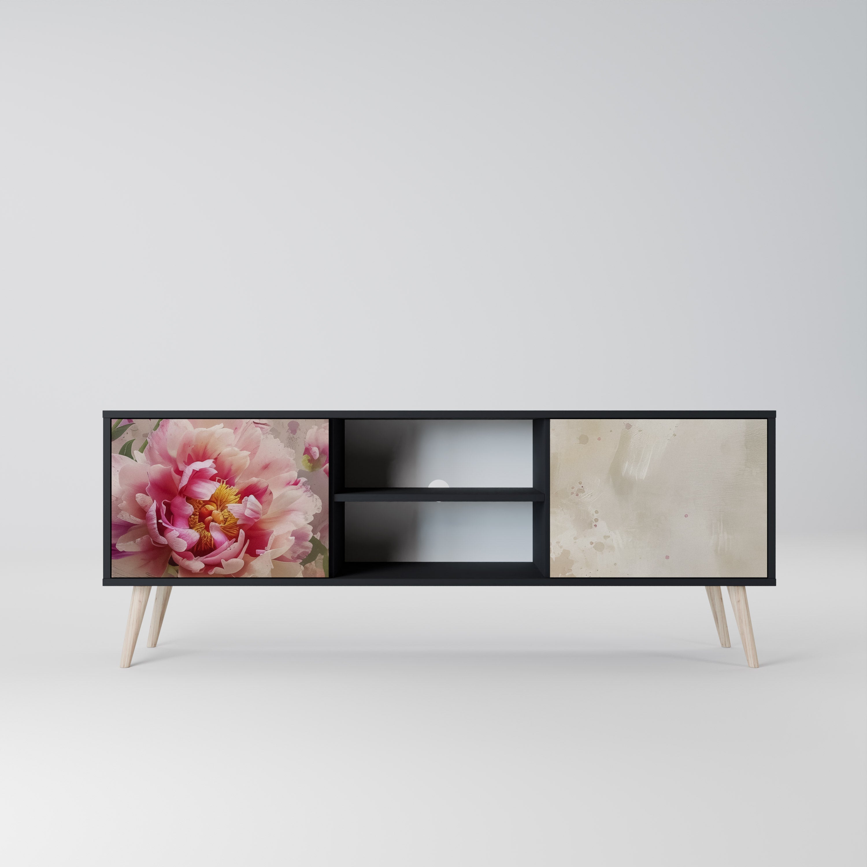 PEONY WHISPER Szafka RTV 2-drzwiowa korpus Czarny