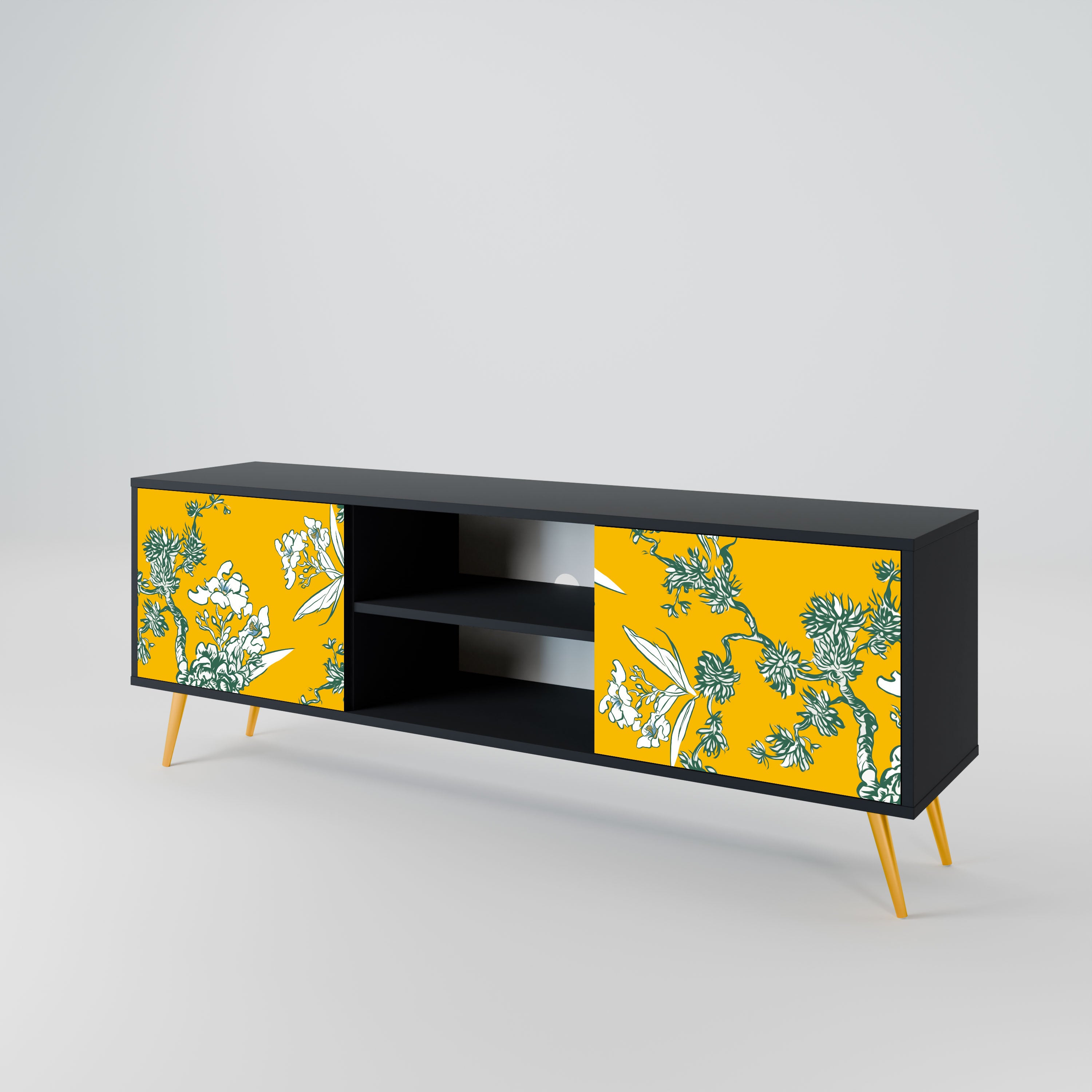 YELLOW CHINOISERIE Szafka RTV 2-drzwiowa korpus Czarny