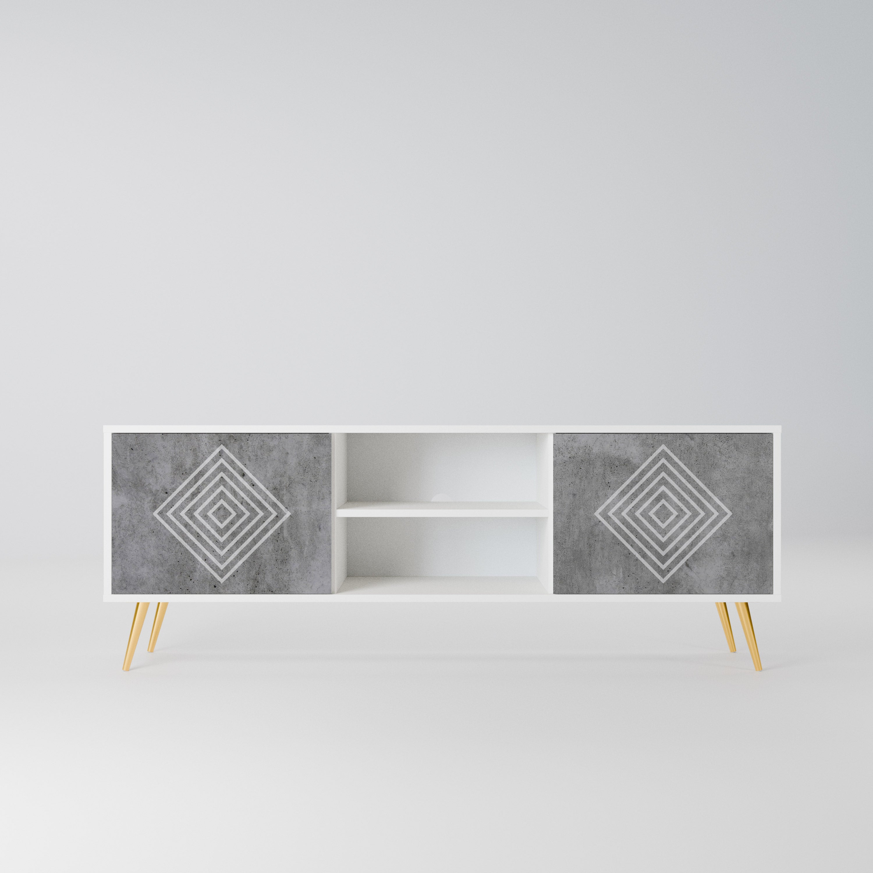 POLYGONAL ARTISTRY Szafka RTV 2-drzwiowa korpus Biały