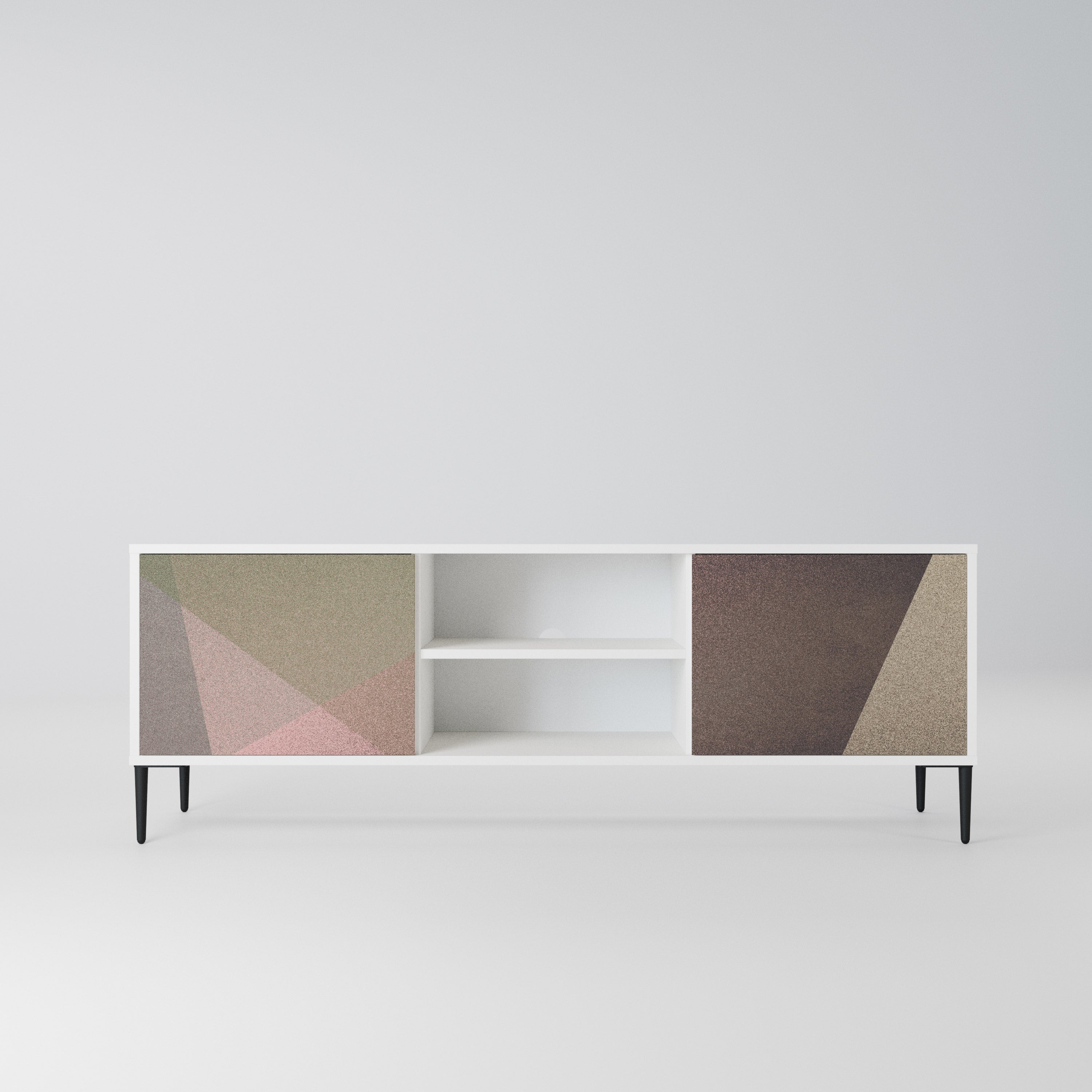 BEIGE GEOMETRY Szafka RTV 2-drzwiowa korpus Biały