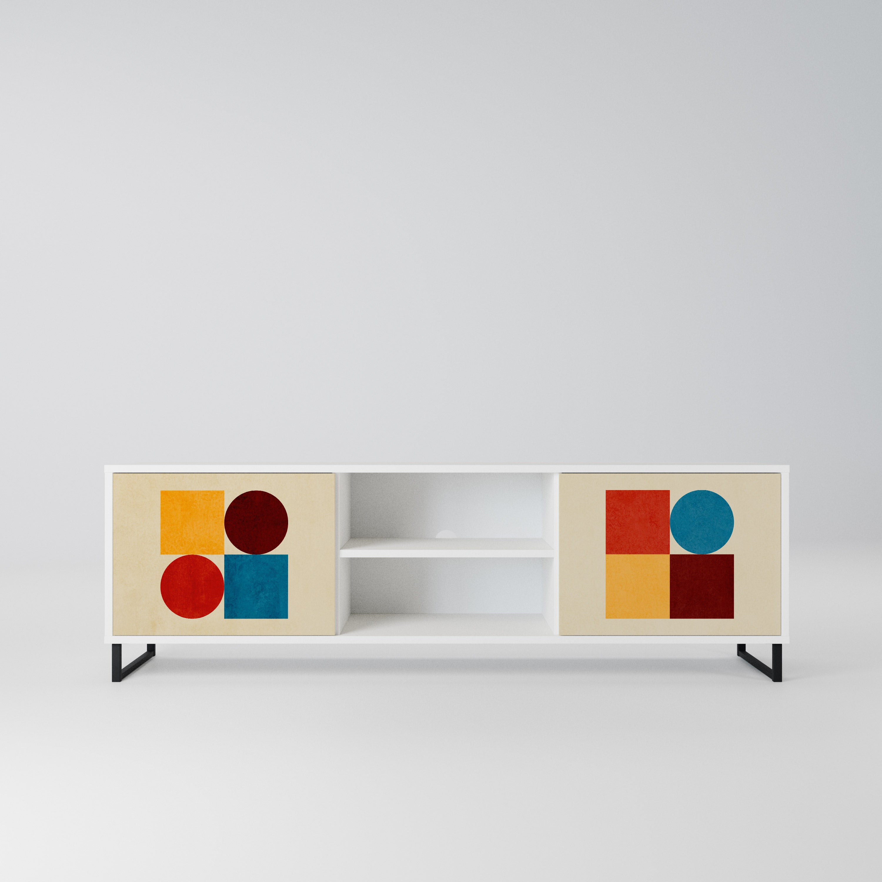 GEOMETRIC PUZZLE Szafka RTV 2-drzwiowa korpus Biały
