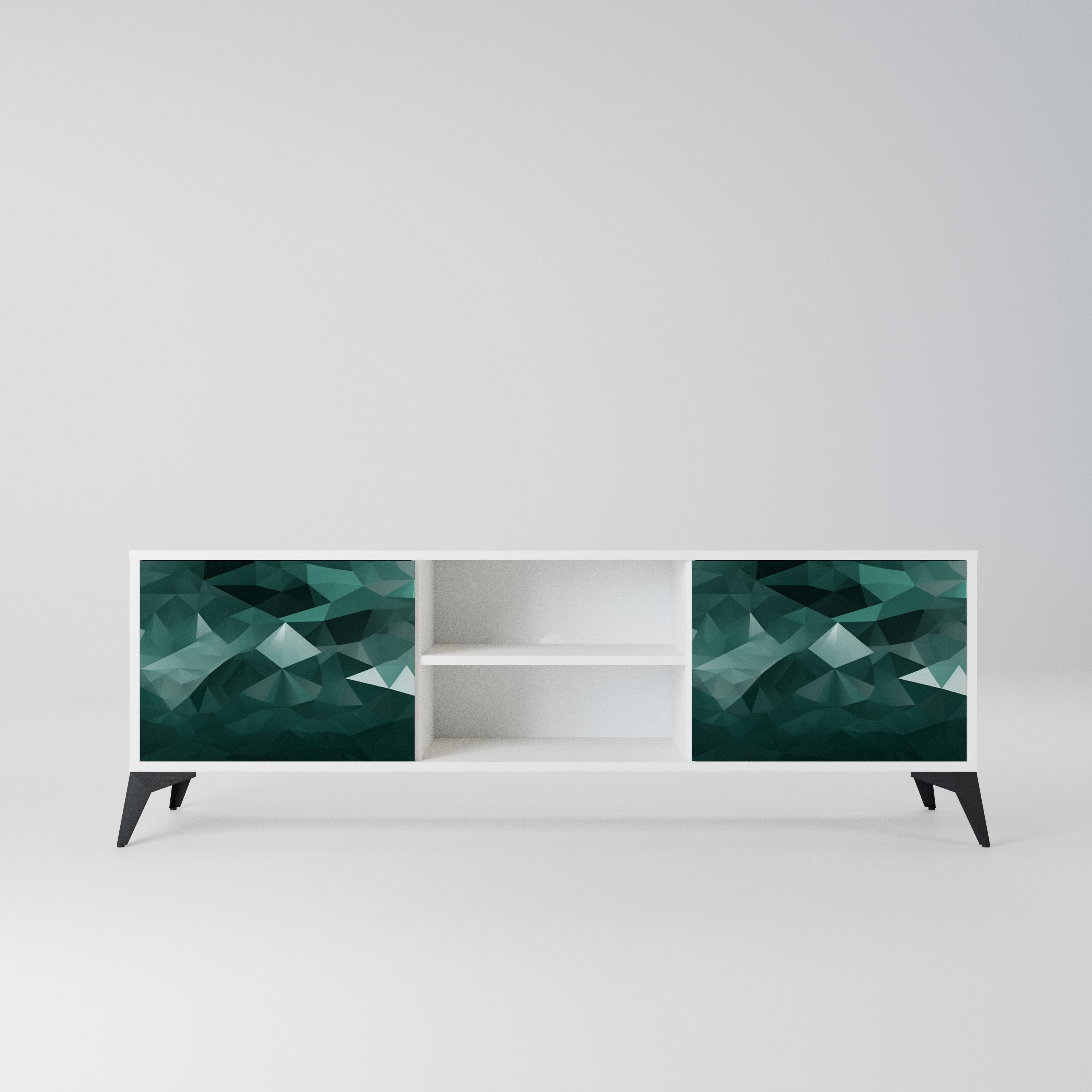 POLYGONAL FLOATING Szafka RTV 2-drzwiowa korpus Biały