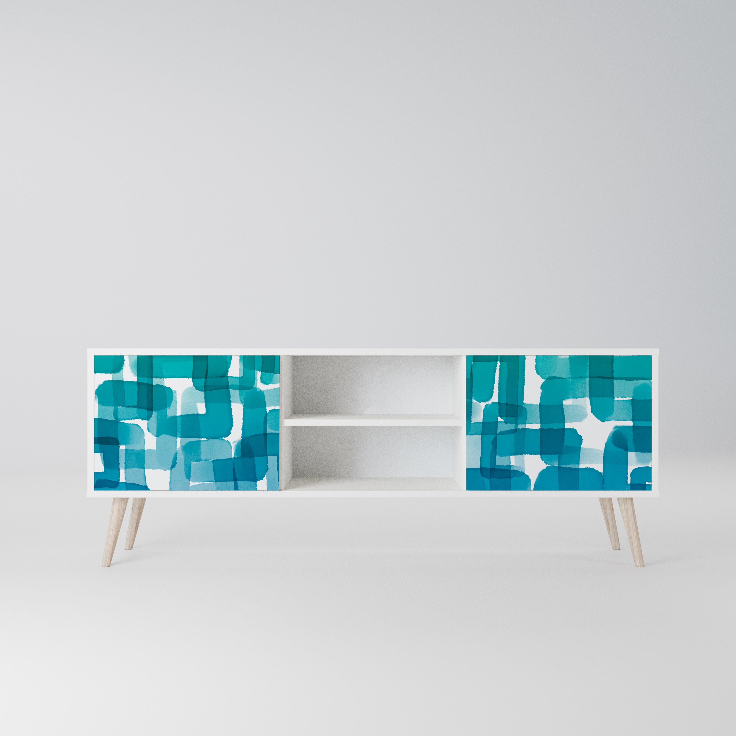 TURQUOISE RECTANGLES Szafka RTV 2-drzwiowa korpus Biały