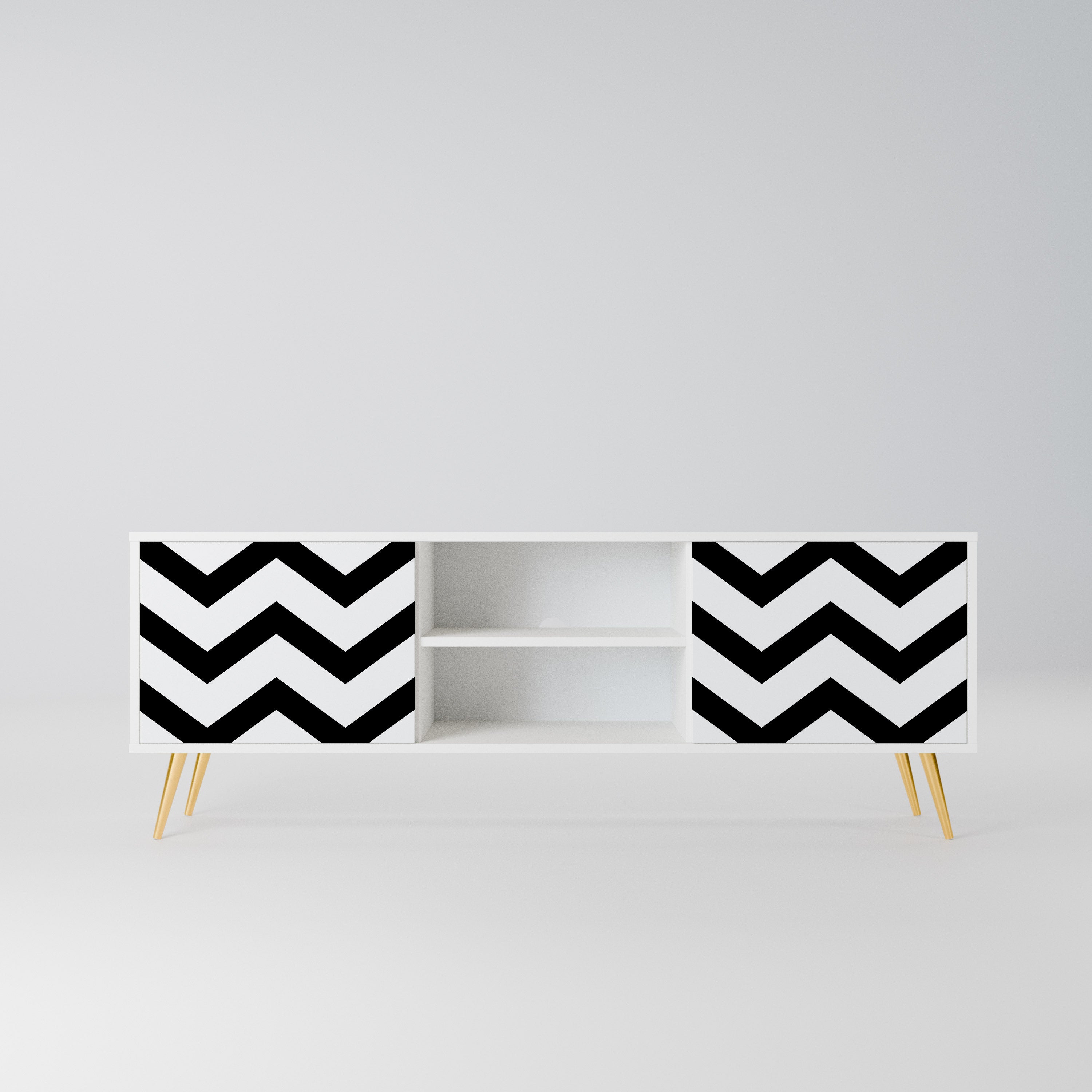 CLASSIC ZIG ZAG Szafka RTV 2-drzwiowa korpus Biały