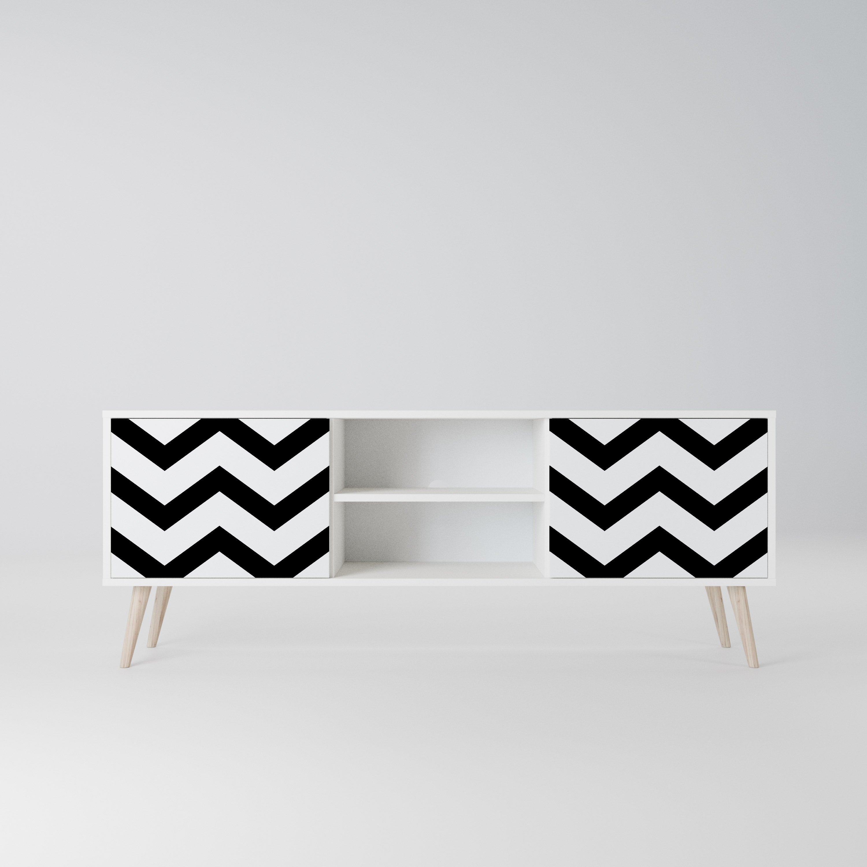 CLASSIC ZIG ZAG Szafka RTV 2-drzwiowa korpus Biały