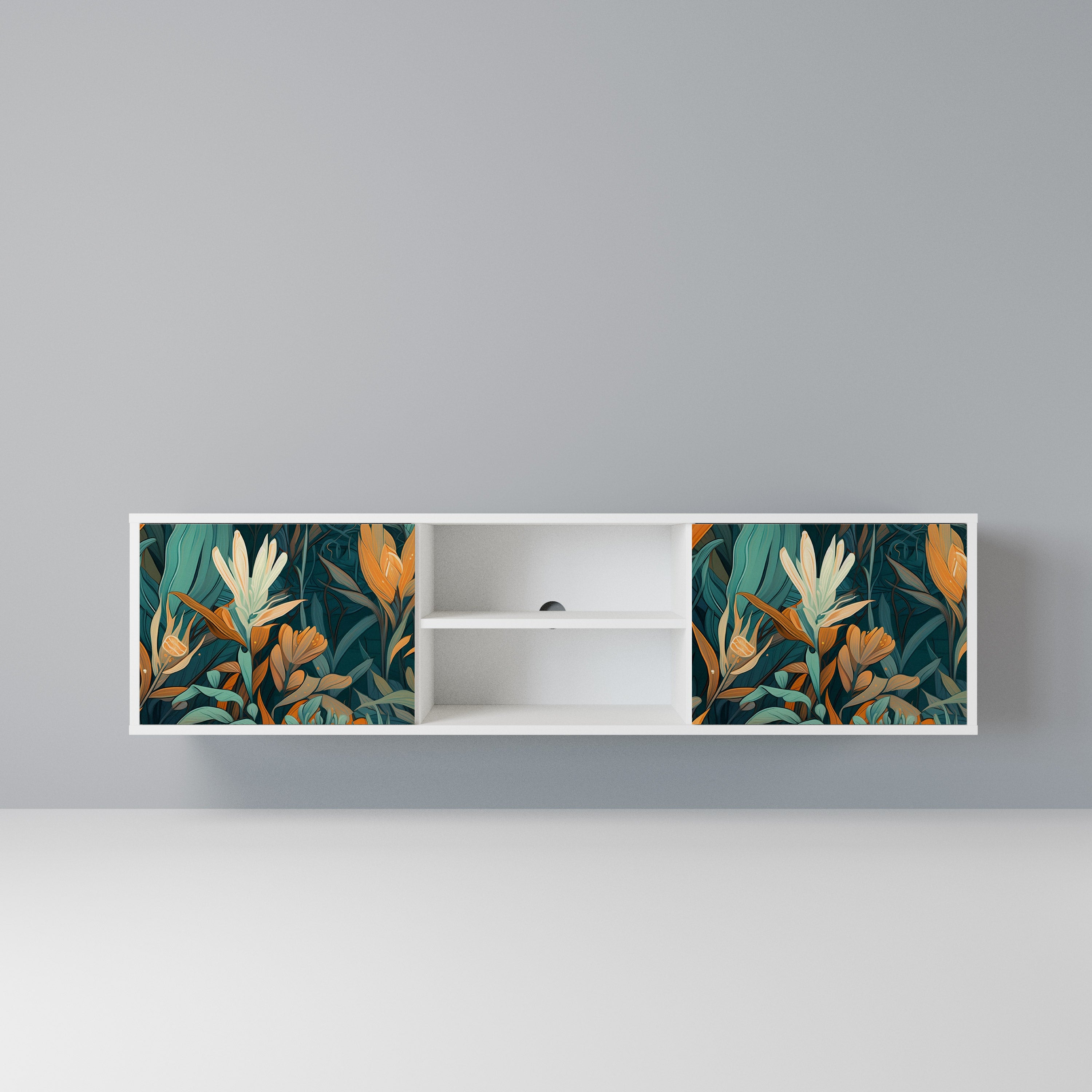 FLORAL SERENITY Szafka RTV 2-drzwiowa korpus Biały