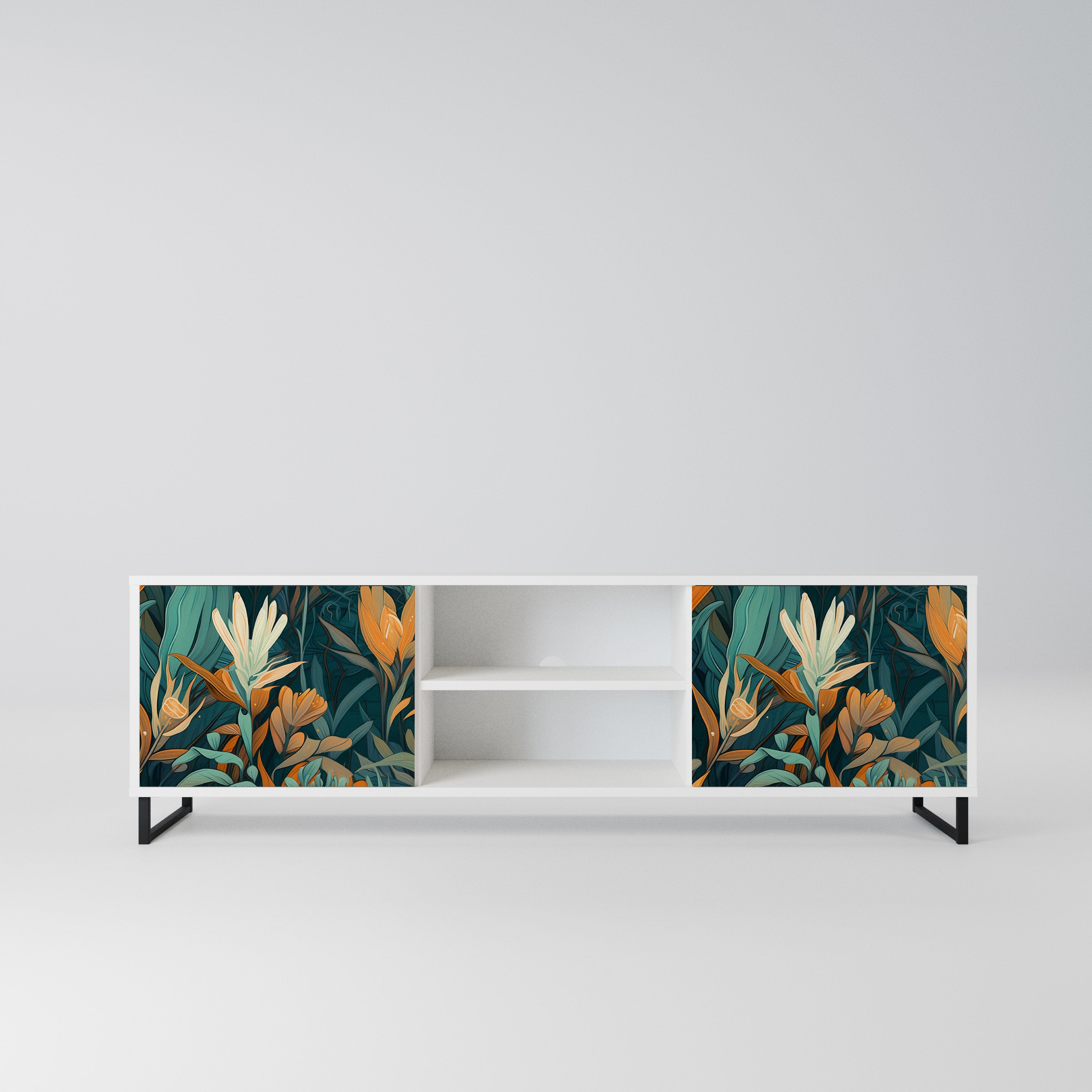 FLORAL SERENITY Szafka RTV 2-drzwiowa korpus Biały