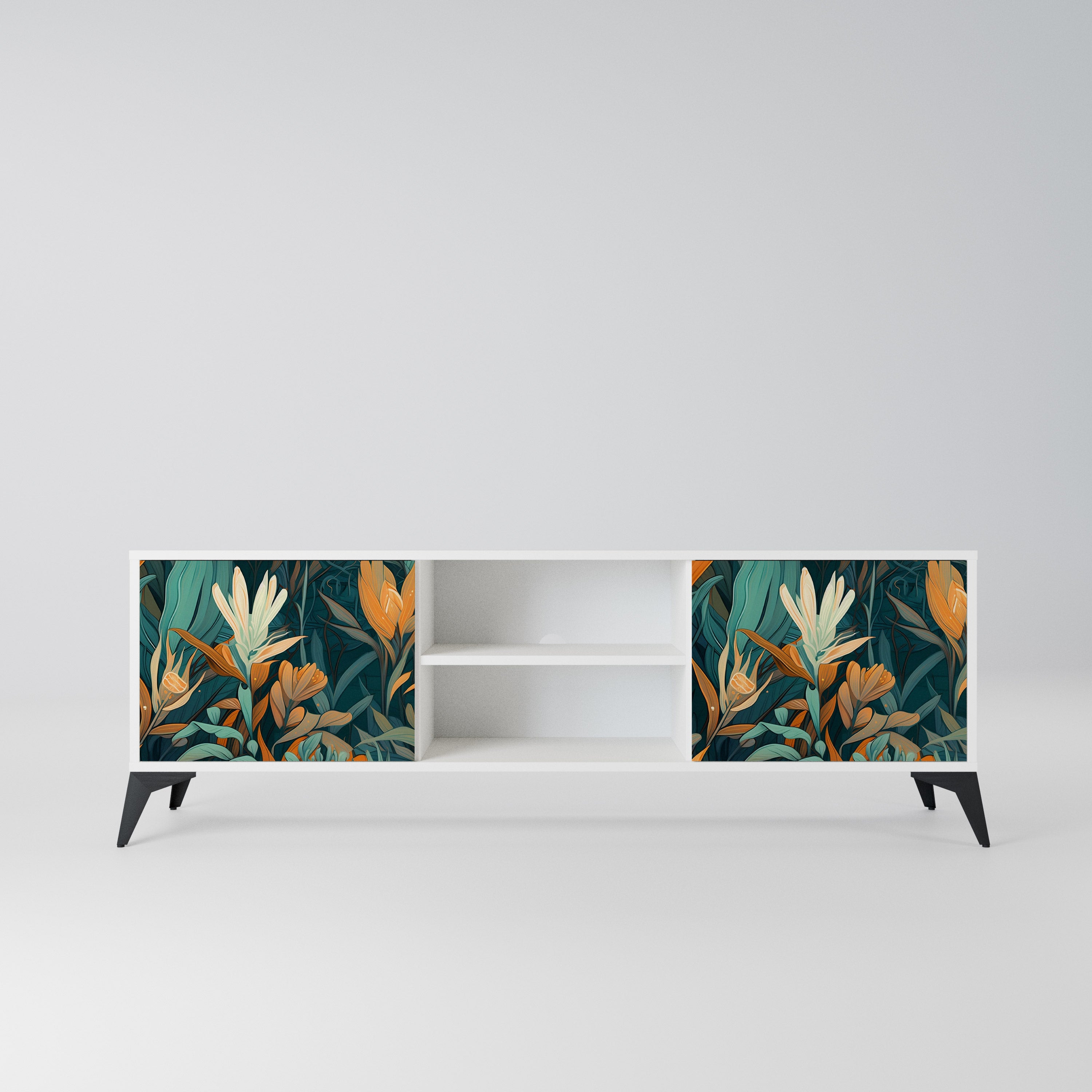 FLORAL SERENITY Szafka RTV 2-drzwiowa korpus Biały