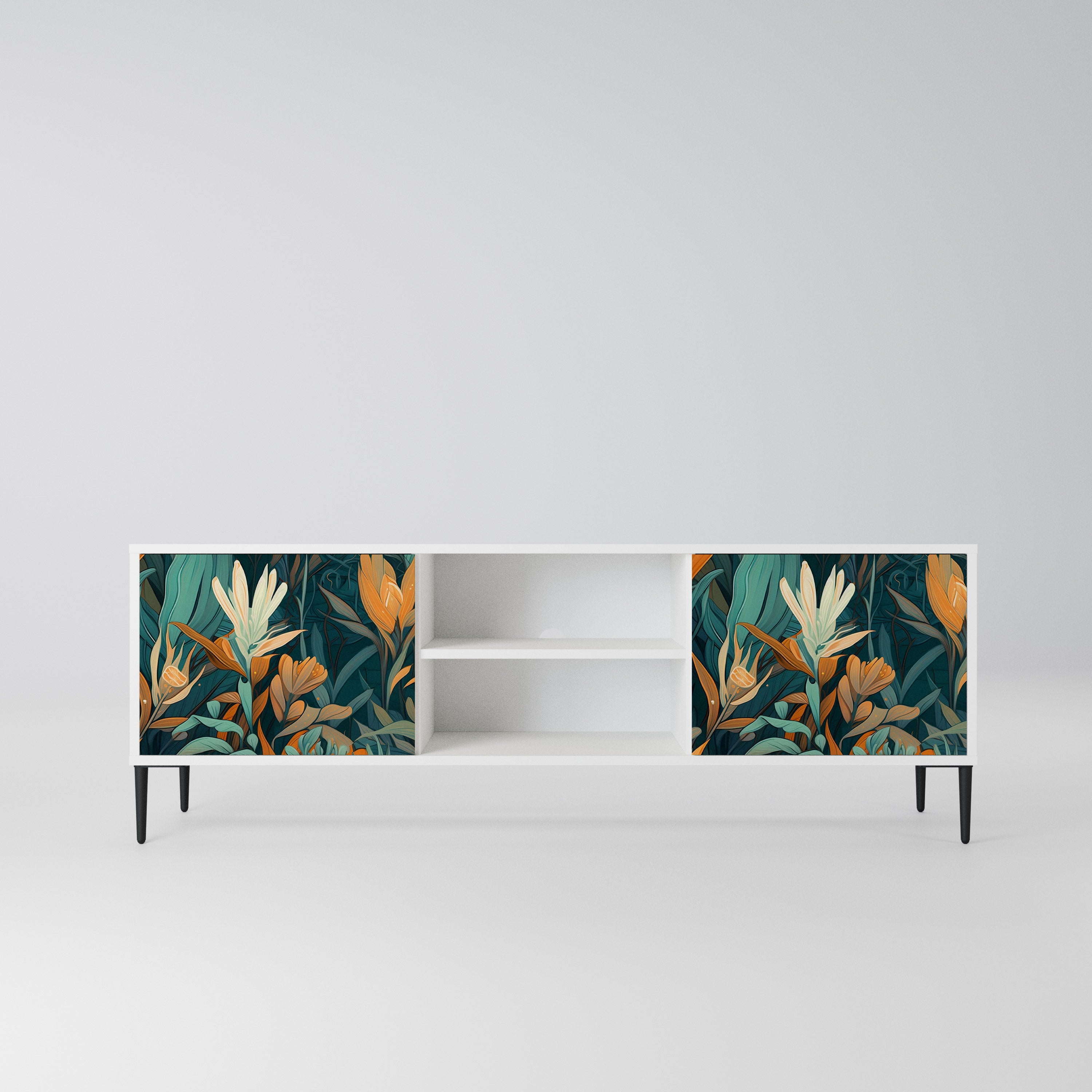 FLORAL SERENITY Szafka RTV 2-drzwiowa korpus Biały