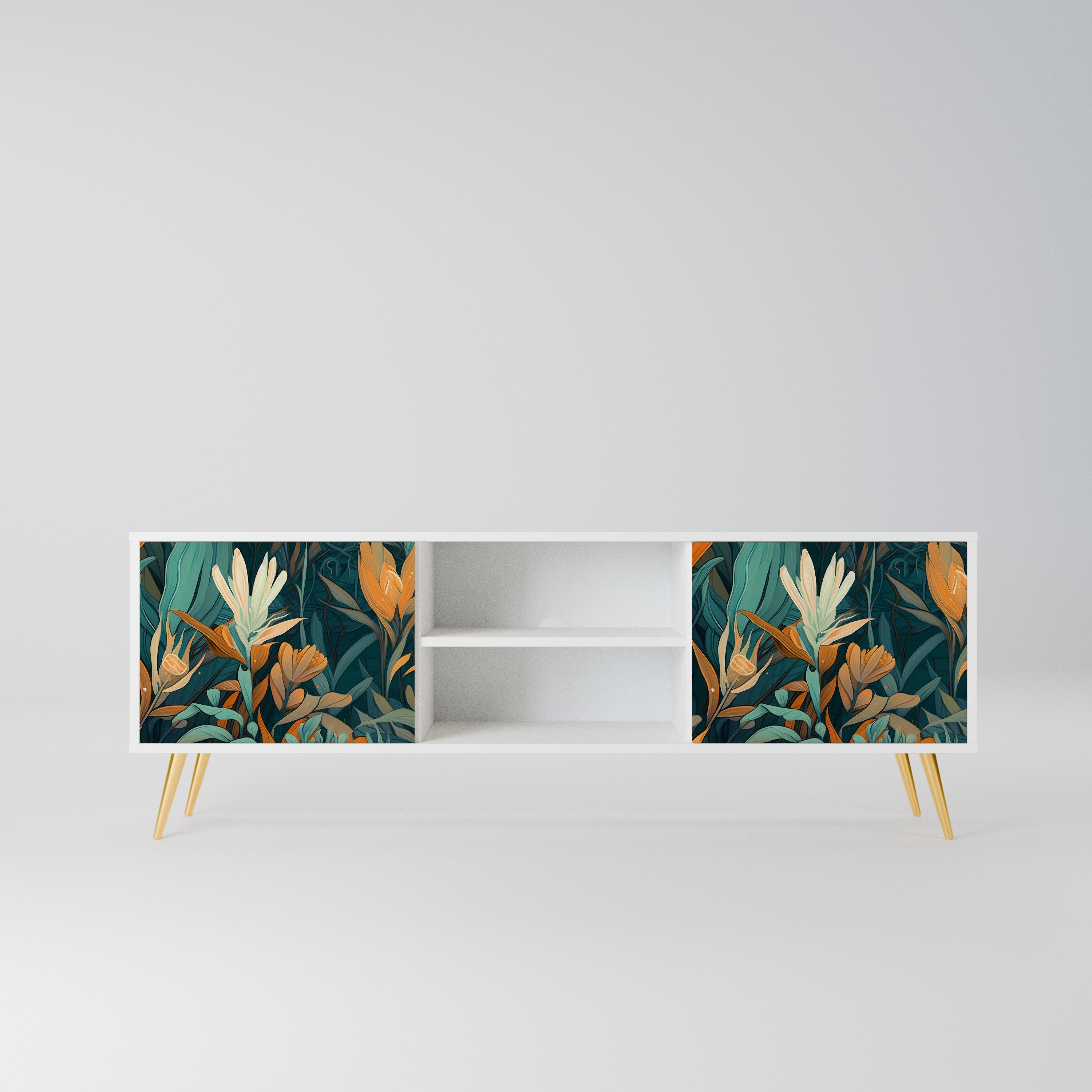 FLORAL SERENITY Szafka RTV 2-drzwiowa korpus Biały