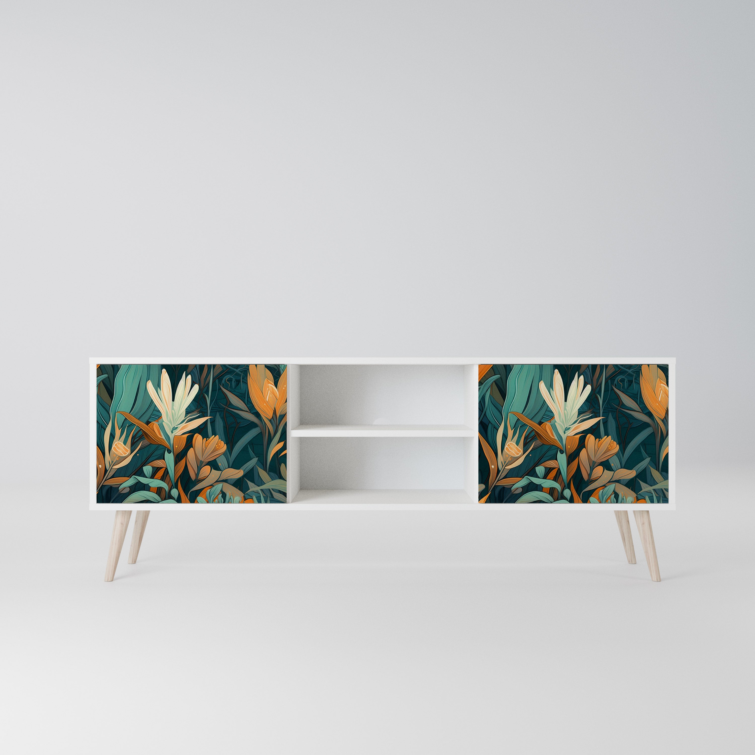 FLORAL SERENITY Szafka RTV 2-drzwiowa korpus Biały