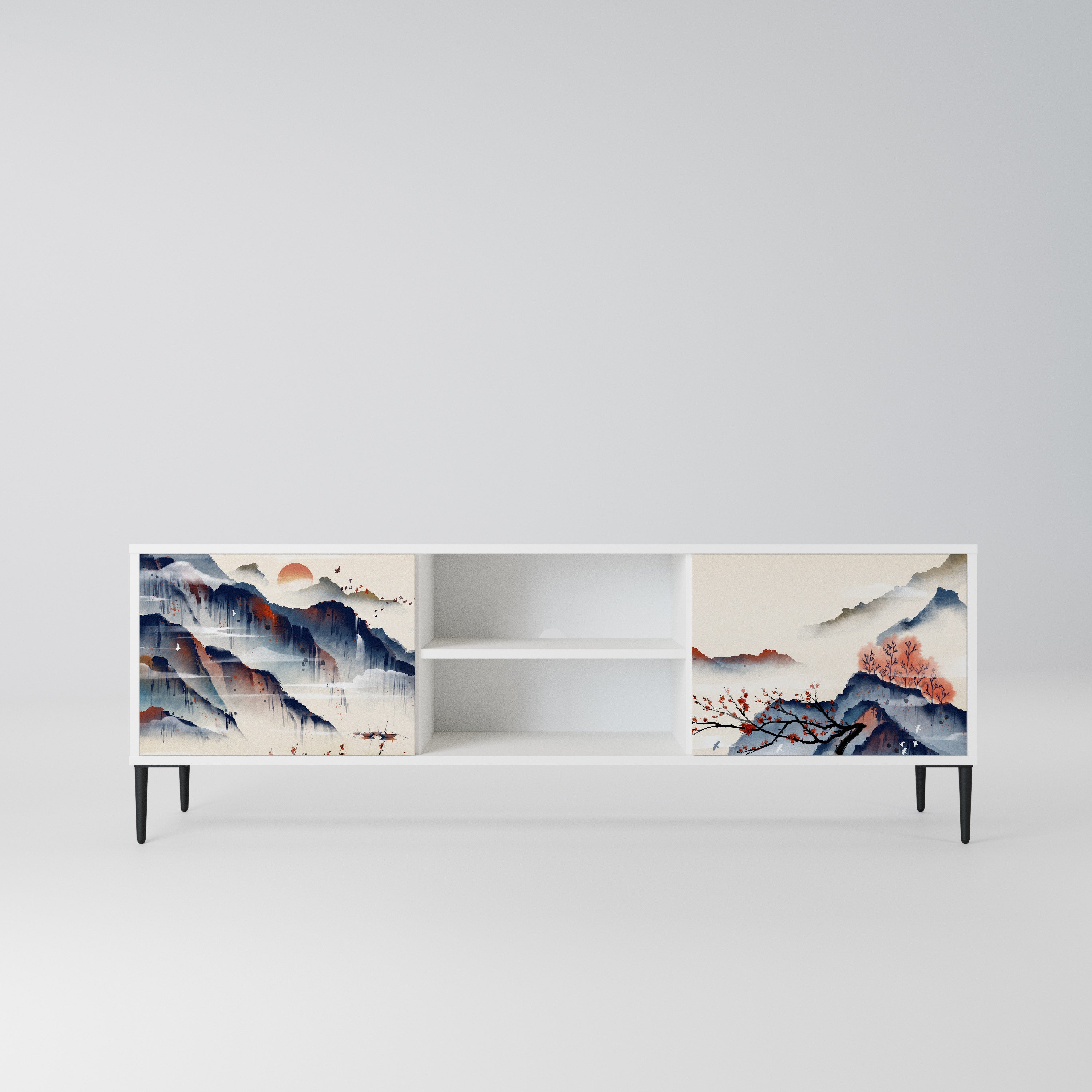 JAPANESE LANDSCAPE Szafka RTV 2-drzwiowa korpus Biały