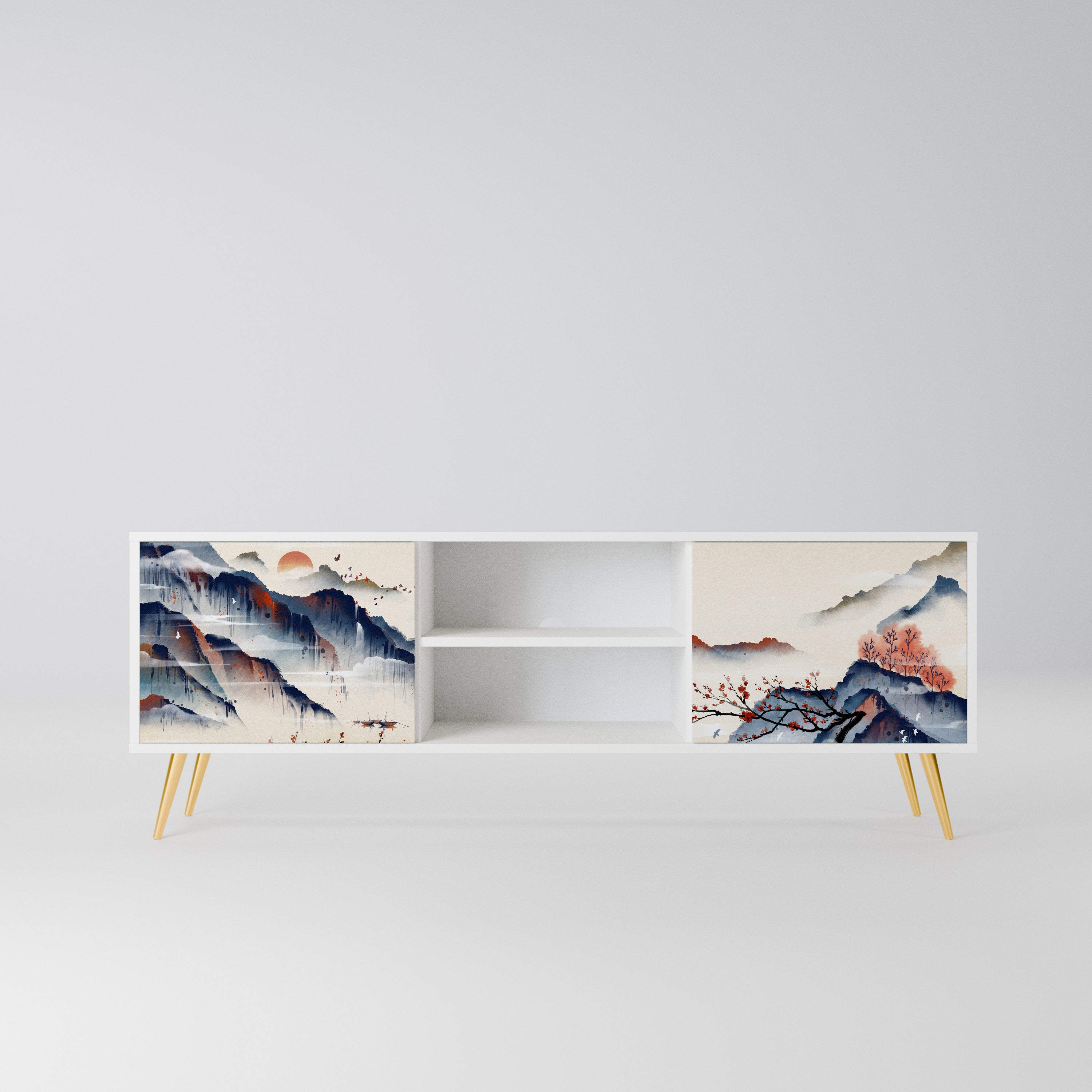 JAPANESE LANDSCAPE Szafka RTV 2-drzwiowa korpus Biały