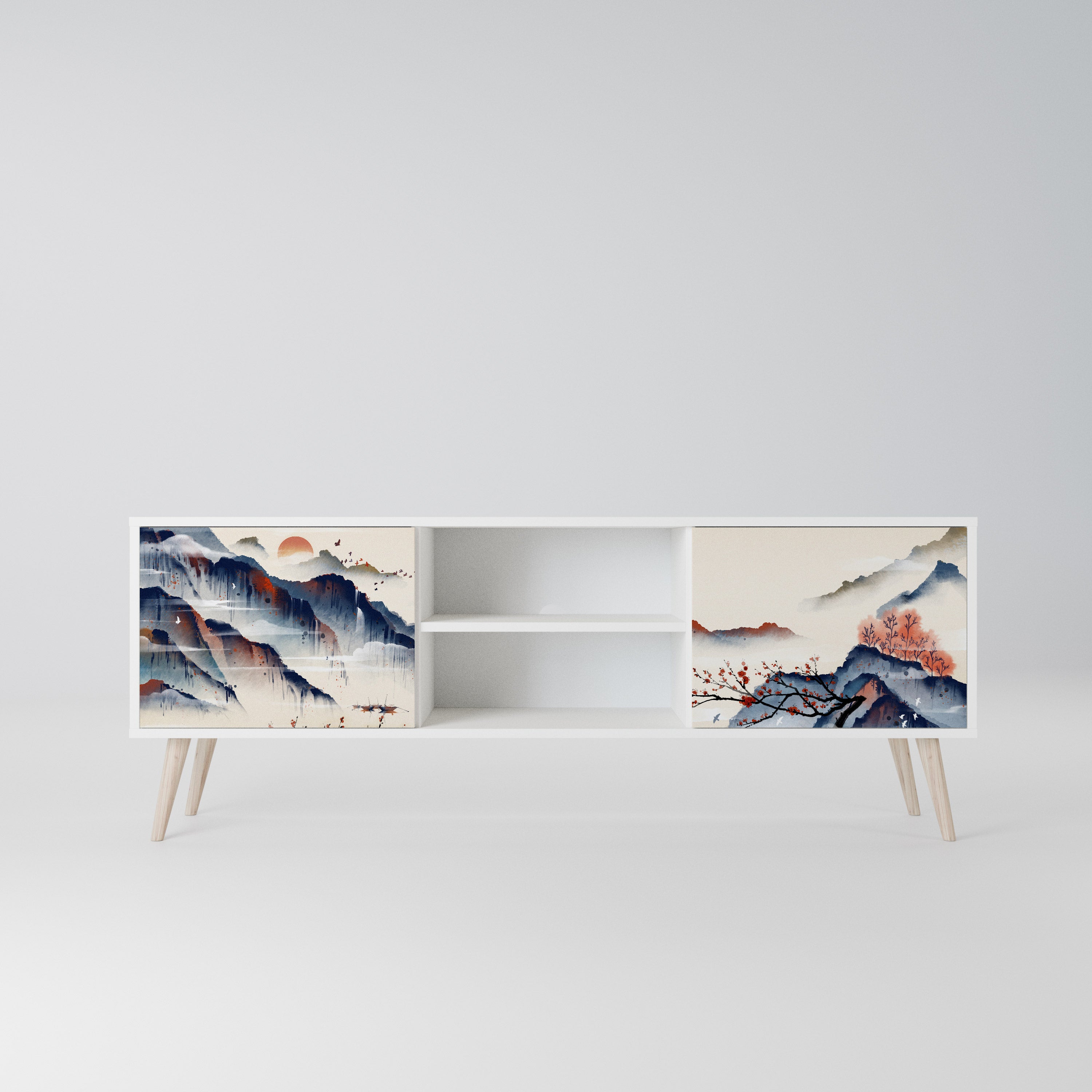 JAPANESE LANDSCAPE Szafka RTV 2-drzwiowa korpus Biały