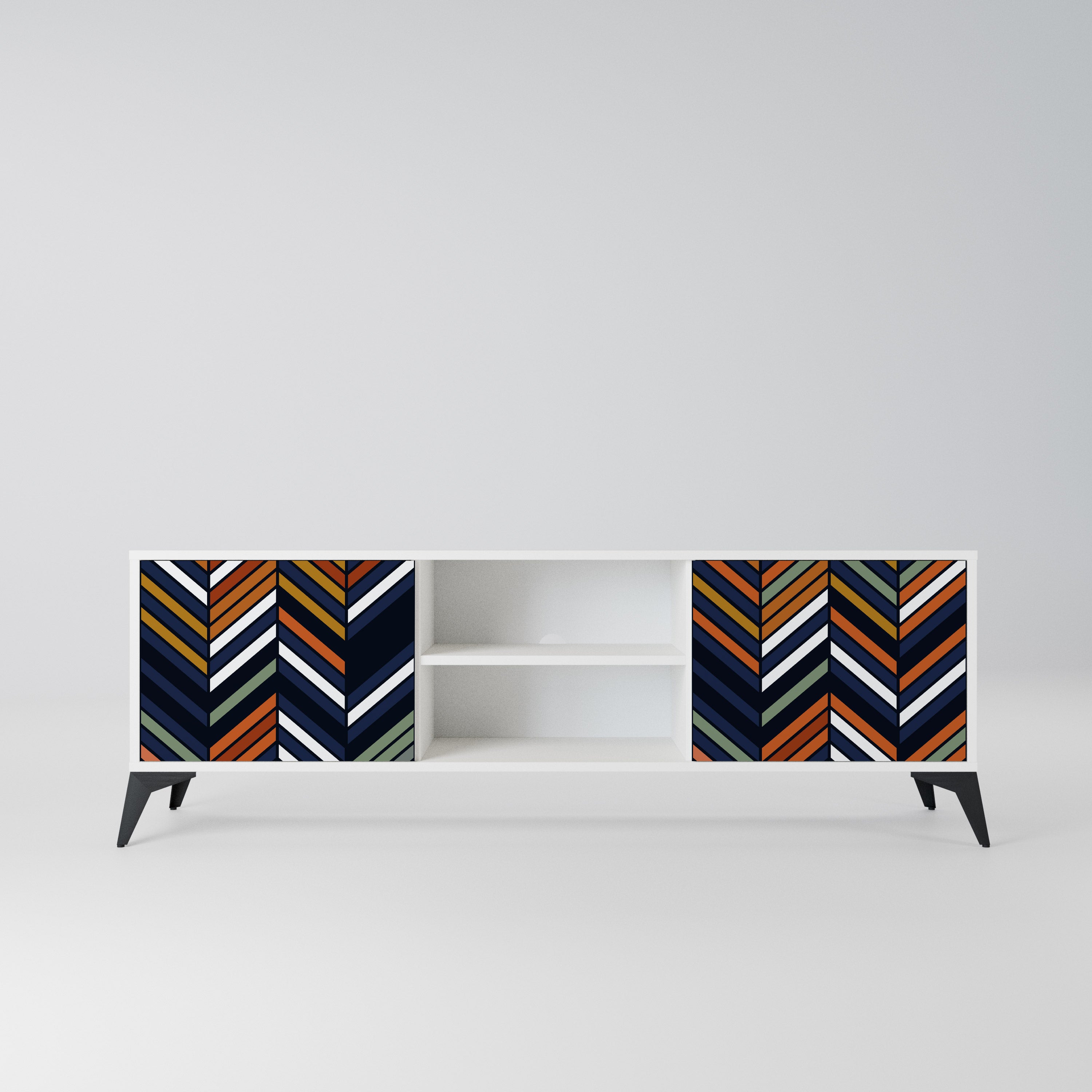 VIBRANT PATCHWORK Szafka RTV 2-drzwiowa korpus Biały
