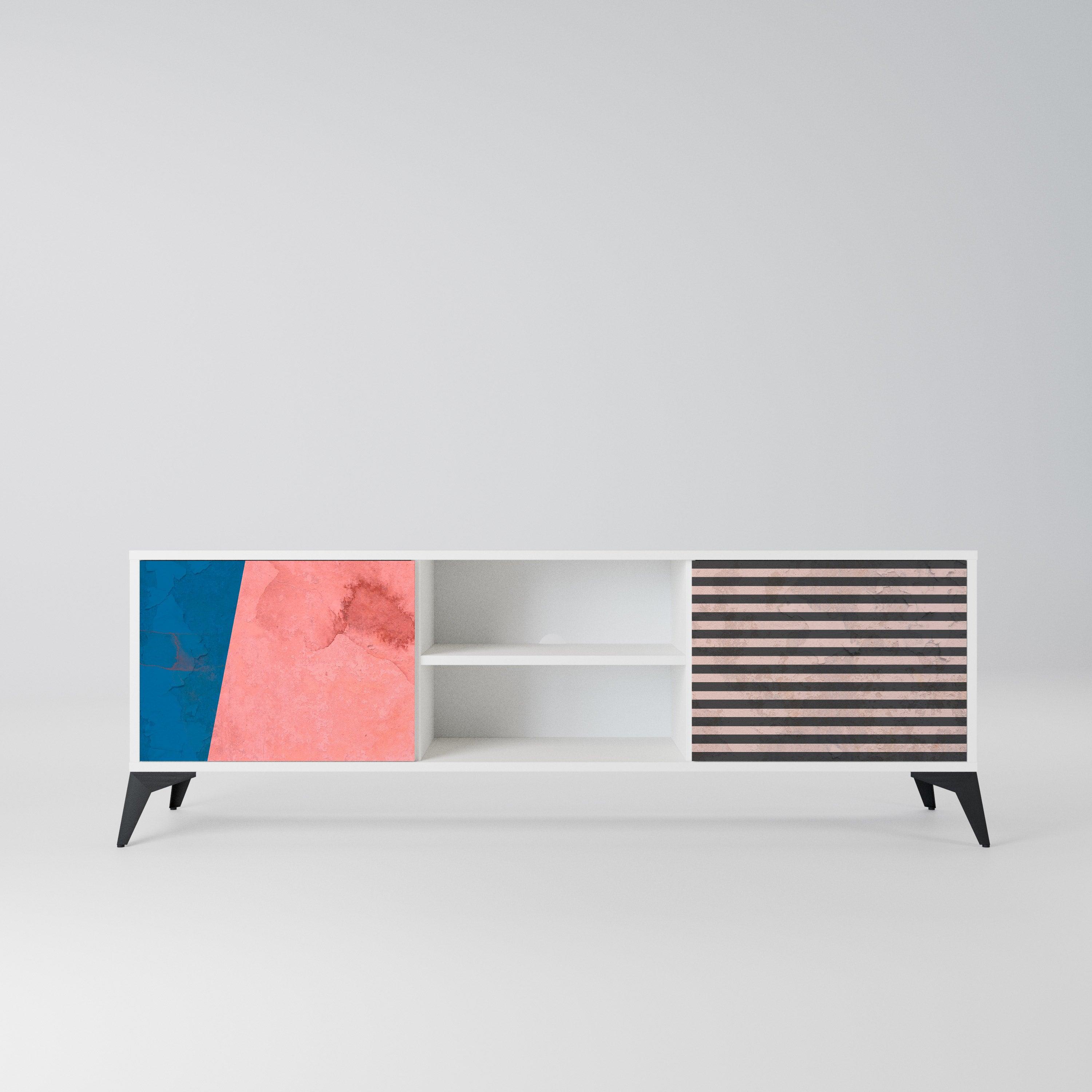 GLAMOROUS STRIPE Szafka RTV 2-drzwiowa korpus Biały